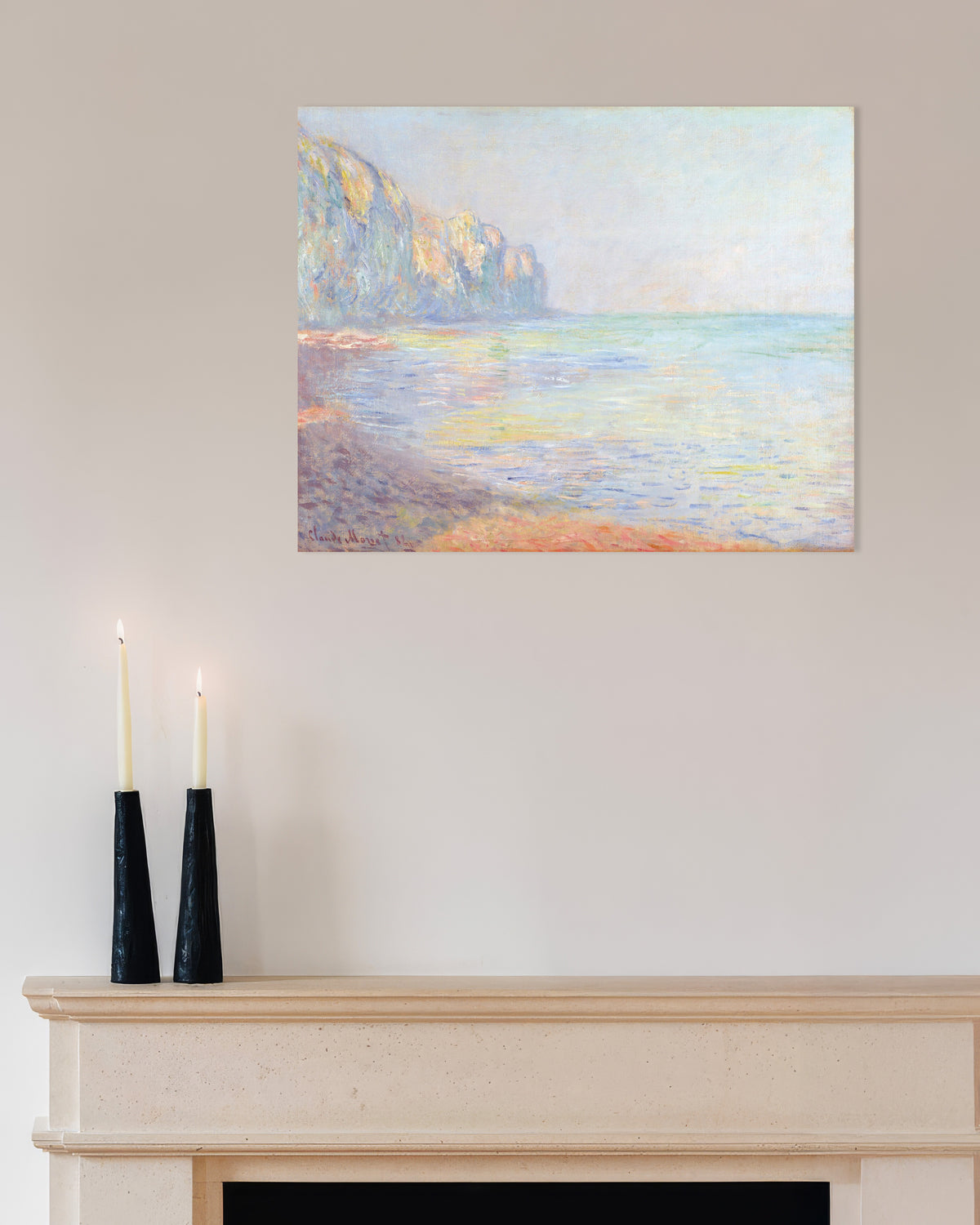 Poster Morgen, nebliges Wetter, Pourville (1882) von Claude Monet