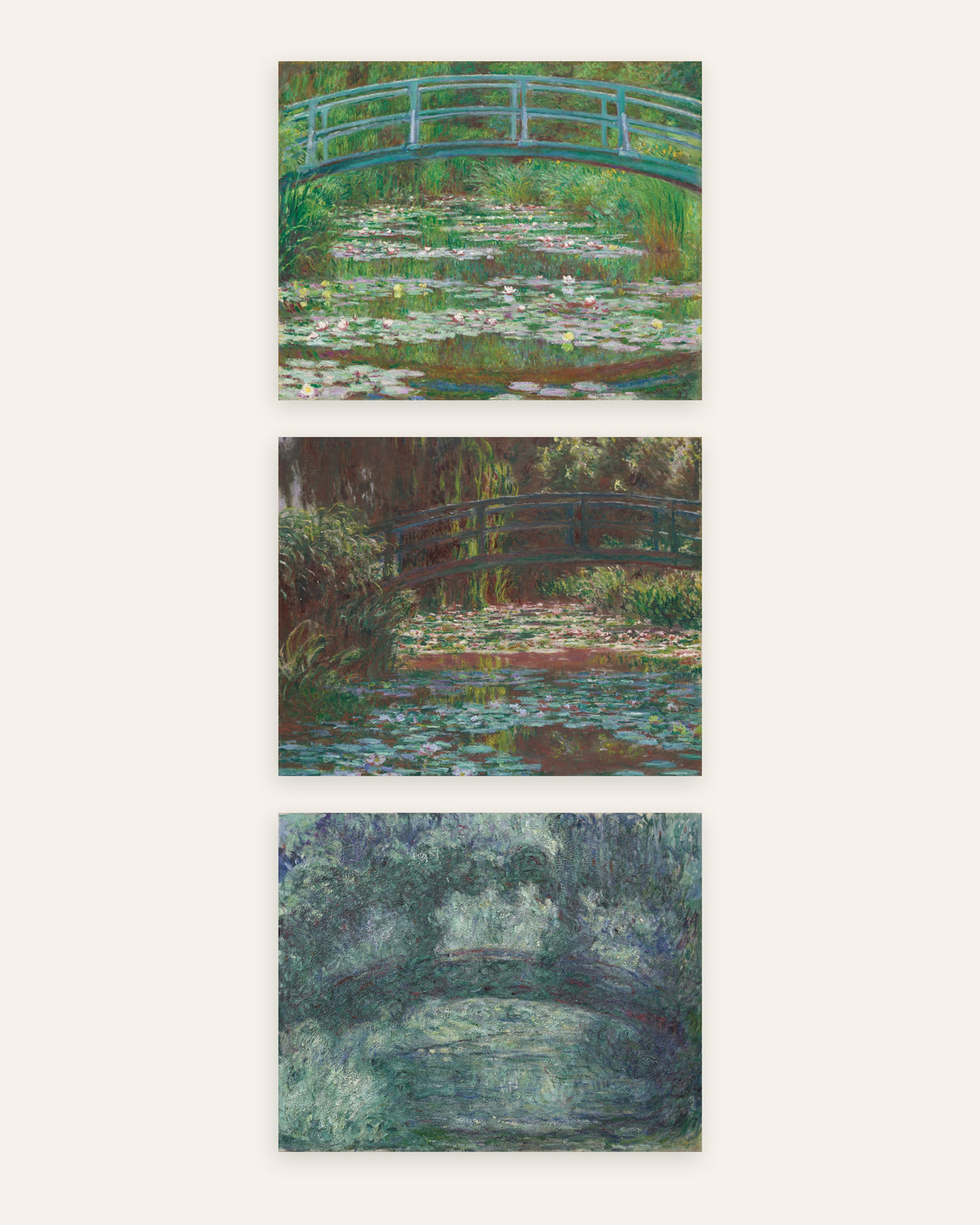 Monet Japanische Brücke Poster 3er-Set: Giverny, 1899 bis 1924, ohne Rahmen