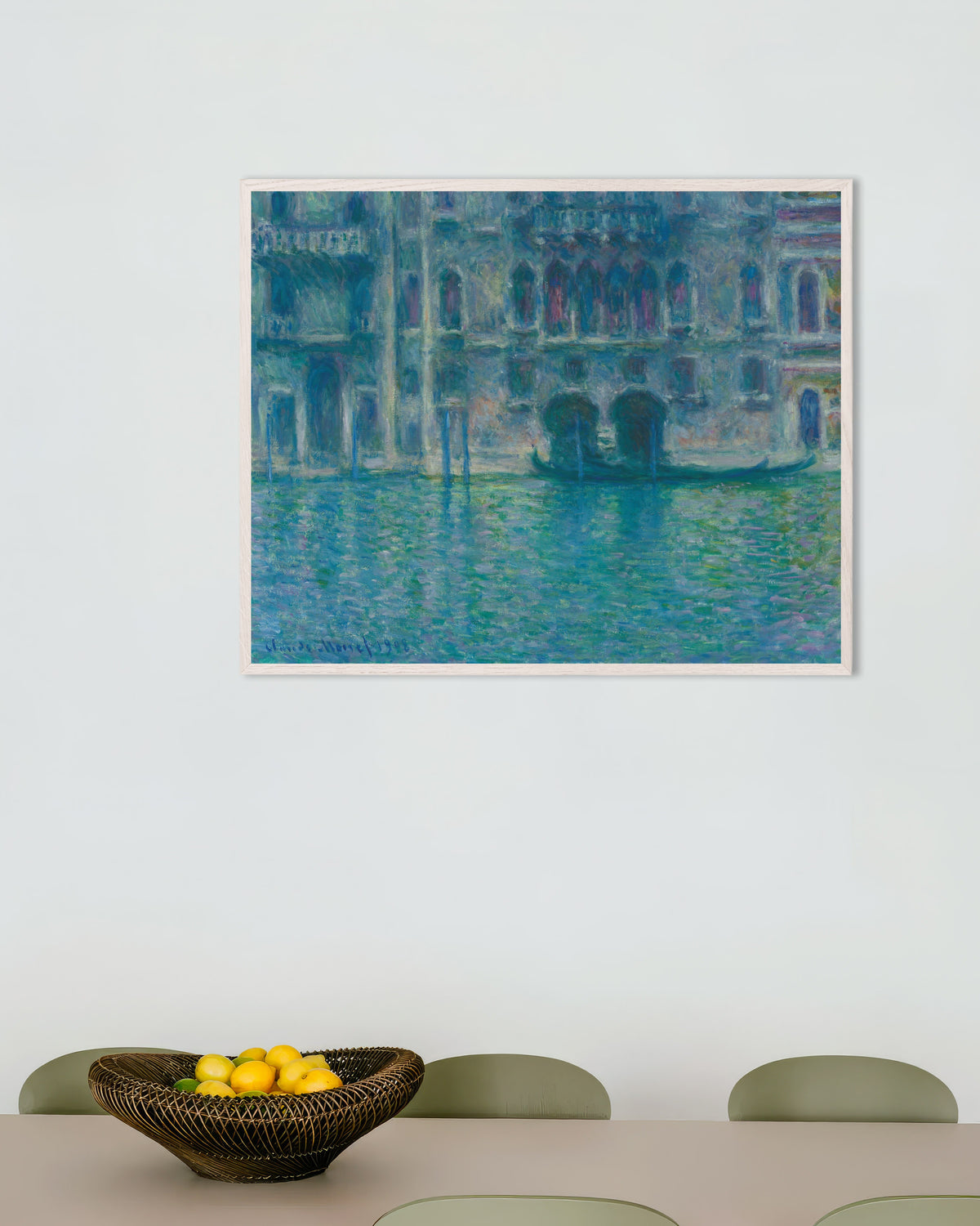 Poster Palazzo da Mula, Venedig (1908) von Claude Monet mit weißem Holzrahmen