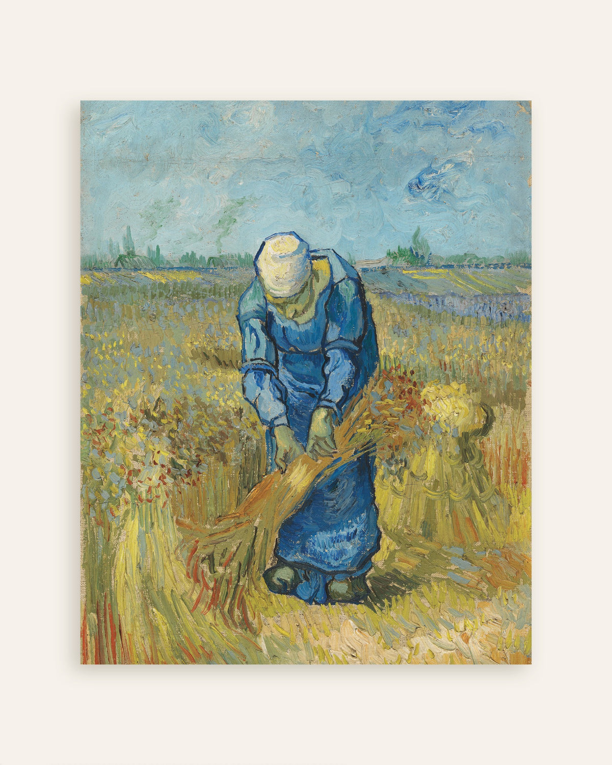 Poster Bäuerin bindet Garben, nach Millet (1889) von Vincent van Gogh, Miniaturansicht
