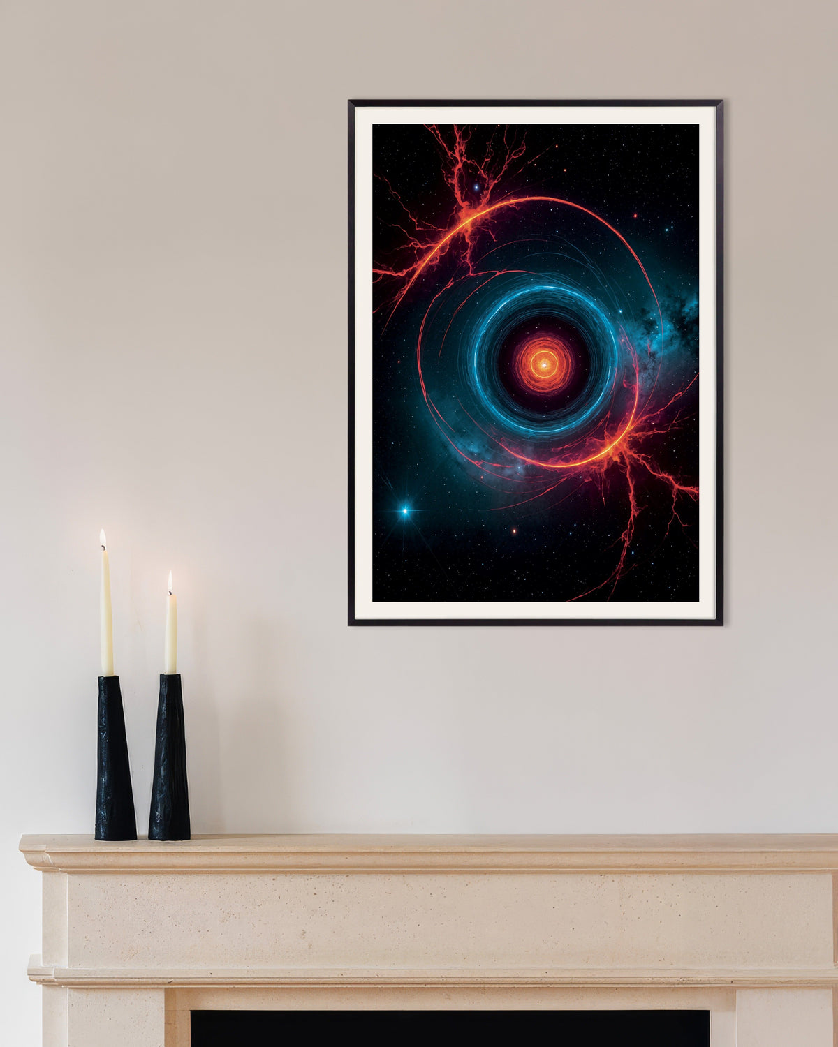 Poster „Fotolabor: leuchtendes Neon, Phänomen im Weltraum“ mit Metallrahmen