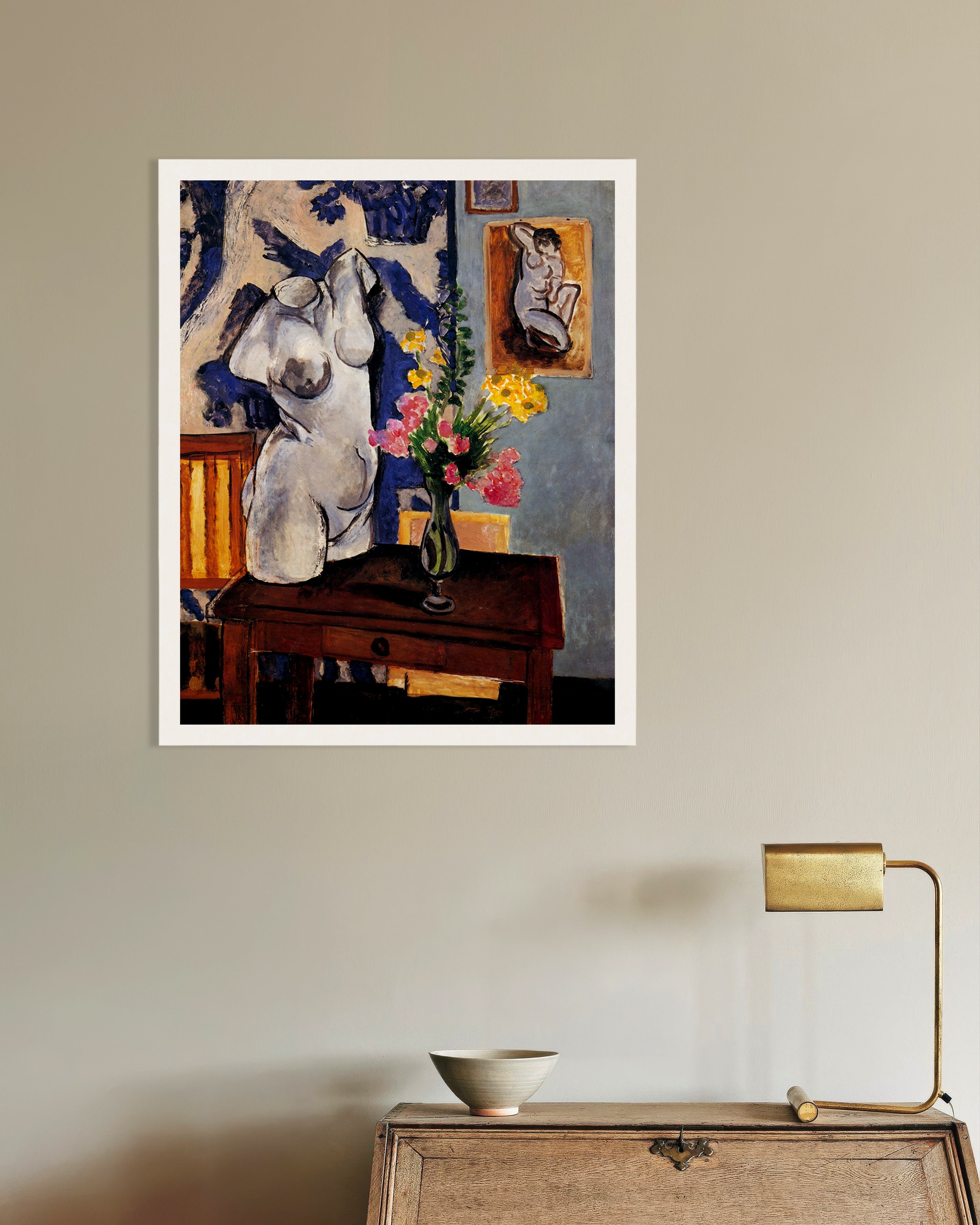 Poster of Plaster torso and bouquet of flowers (1919) by Henri Matisse - Poster