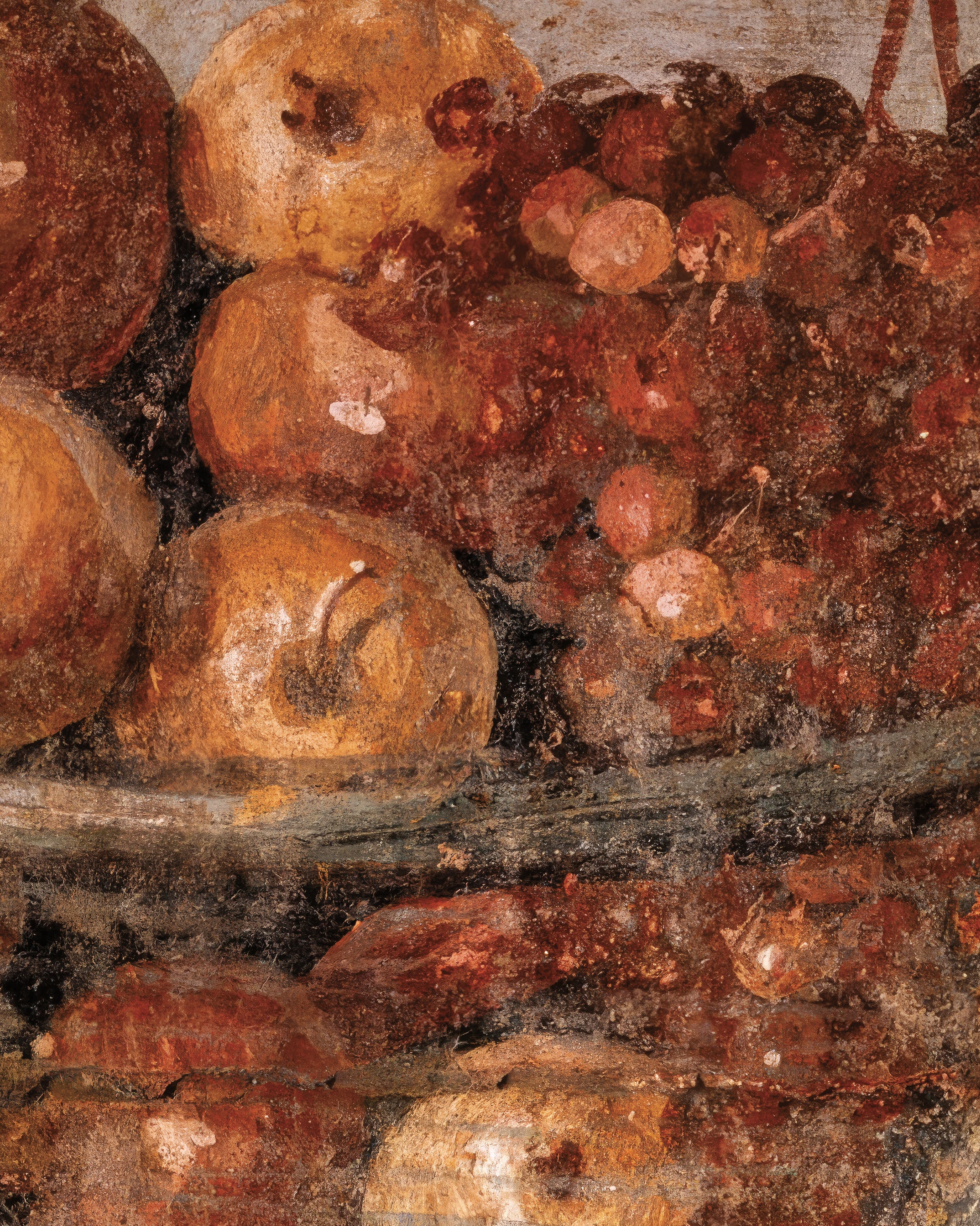 Pompeji Fresko-Ausschnitt mit Obstschale Kunstdruck