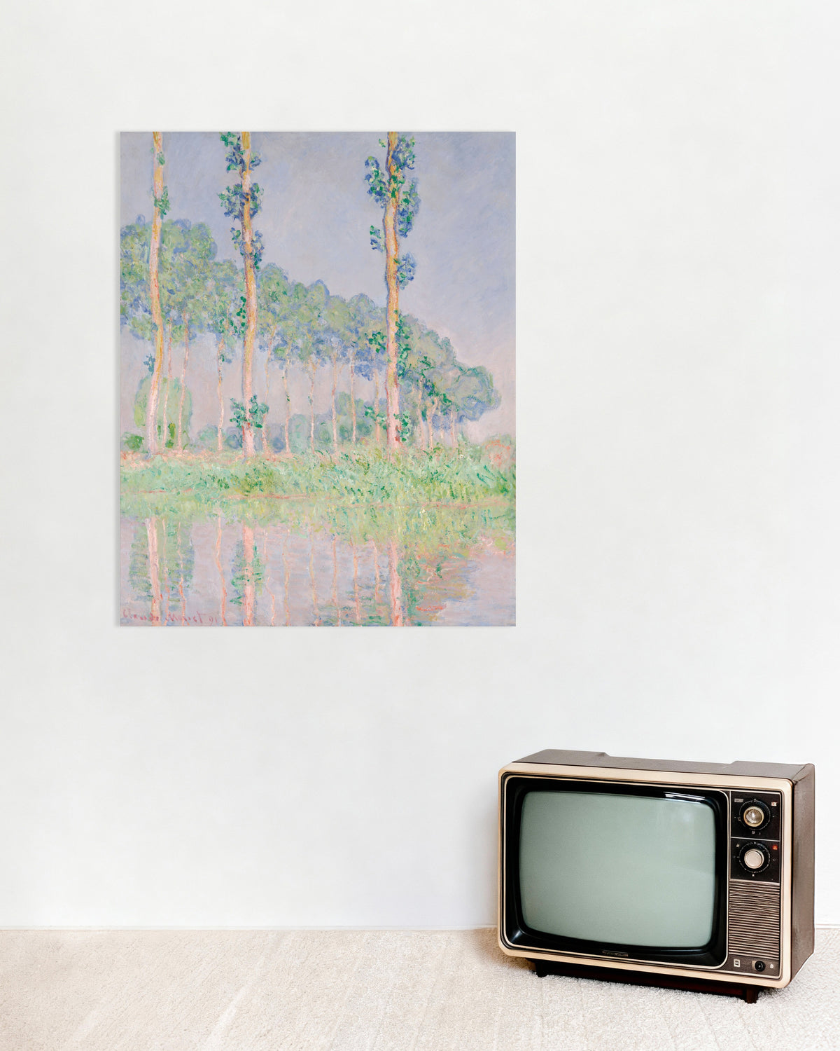 Poster Pappeln, rosa Effekt (1891) von Claude Monet