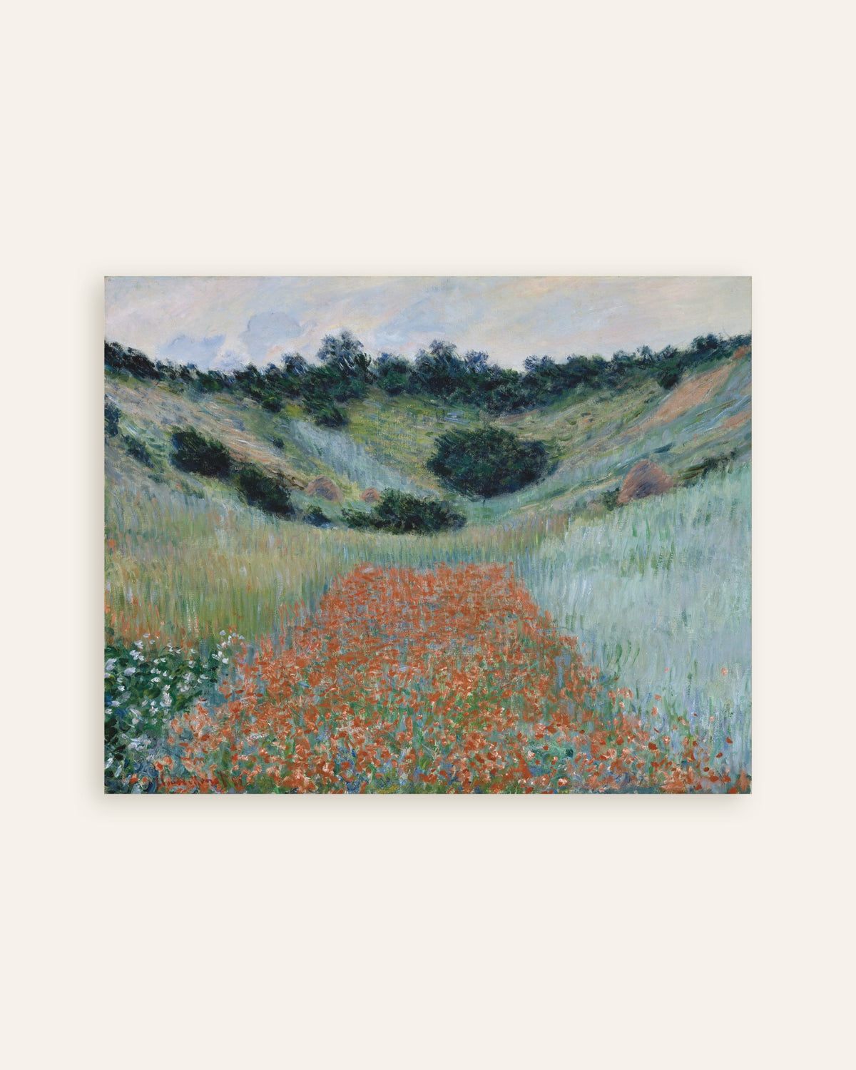 Poster Mohnfeld in einer Senke bei Giverny (1885) von Claude Monet, Vorschaubild