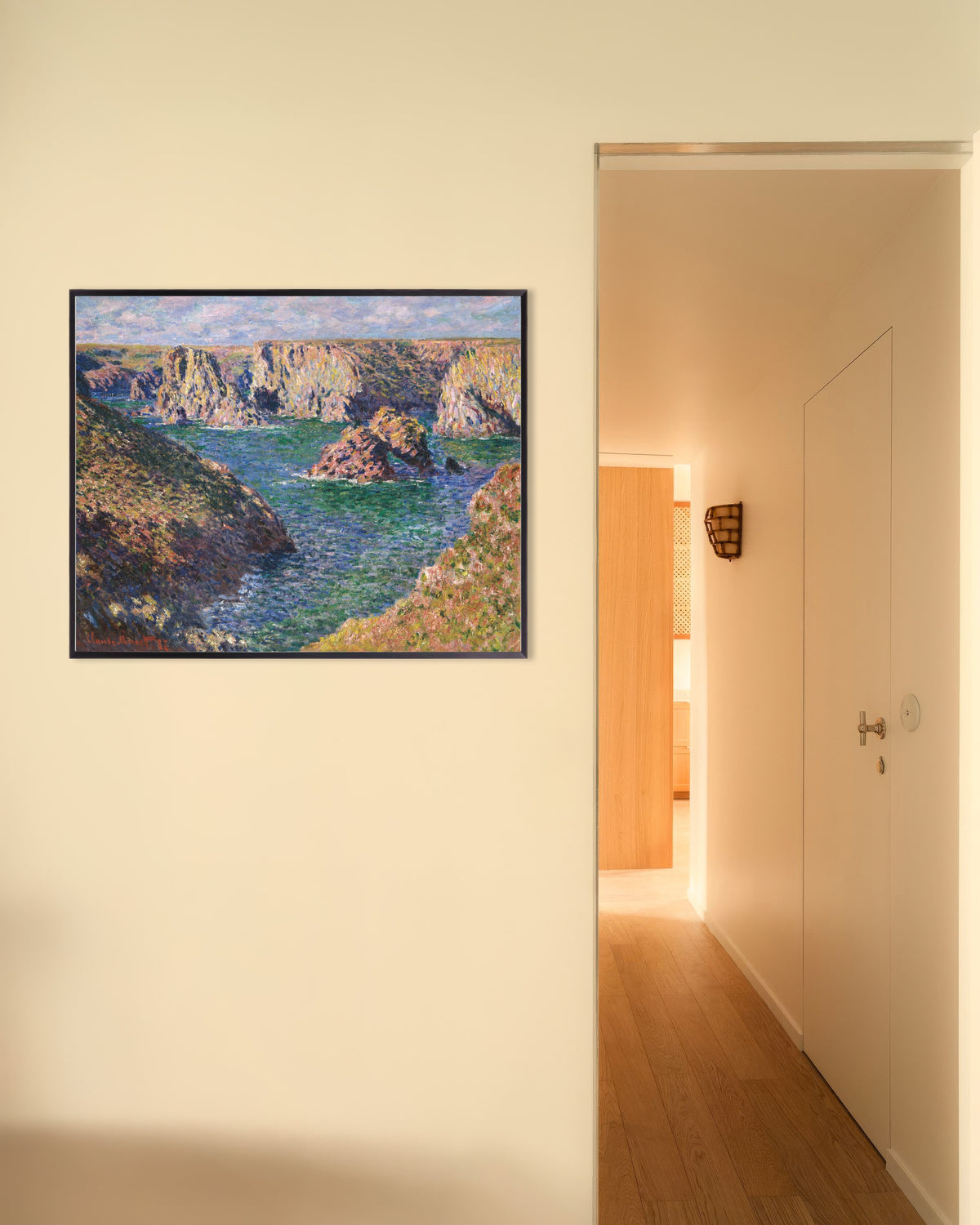 Poster Port-Domois, Belle-Île (1887) von Claude Monet mit Metallrahmen