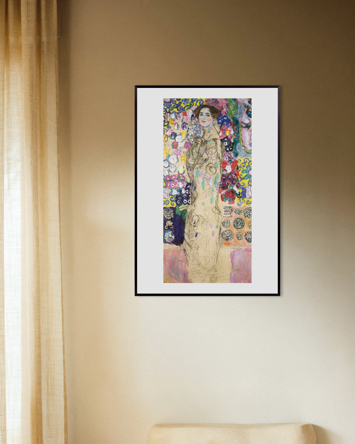 Poster Bildnis Maria Munk (1917–1918) von Gustav Klimt mit Metallrahmen