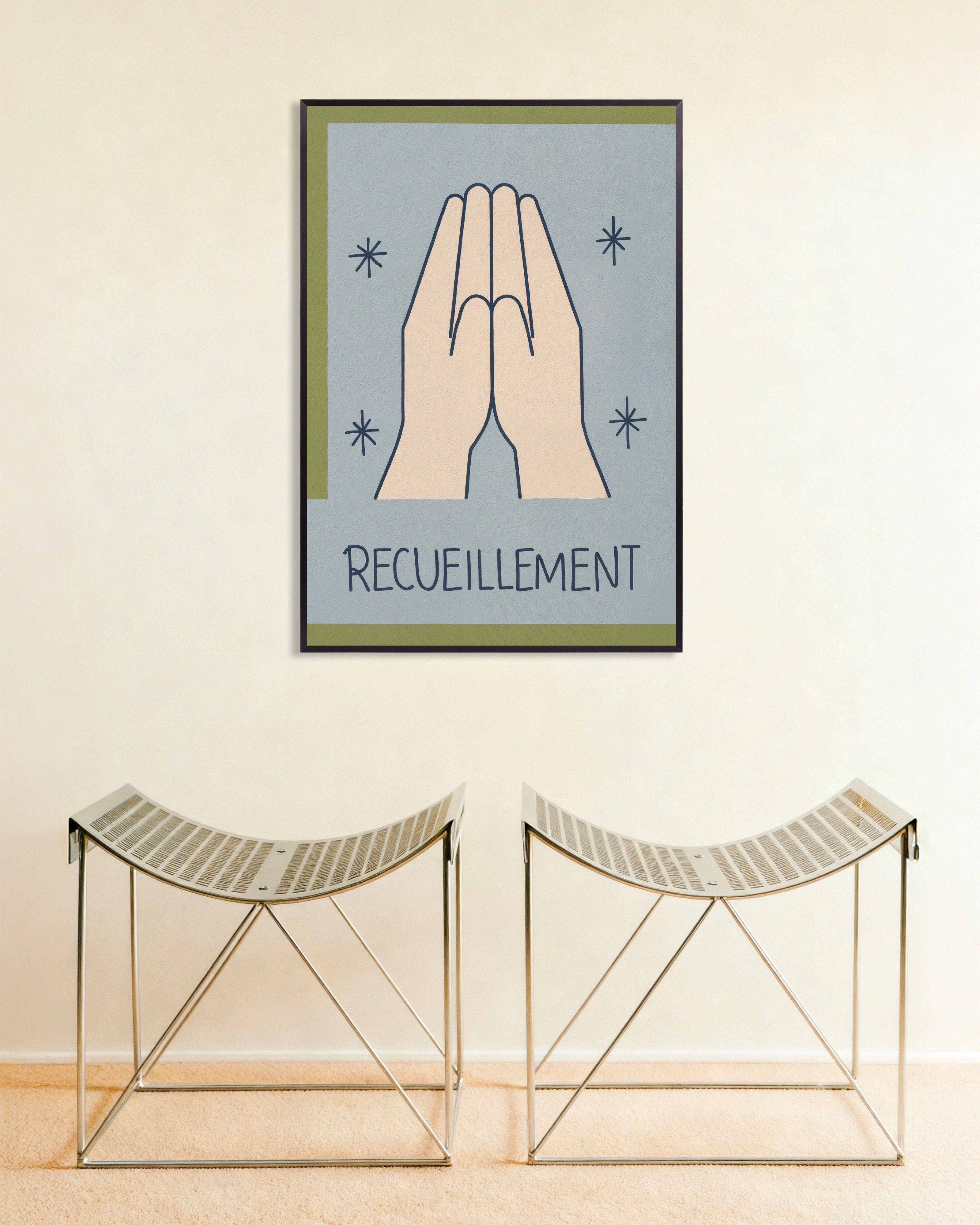 Poster of Recueillement - Minimal Line Art Poster, with metal frame