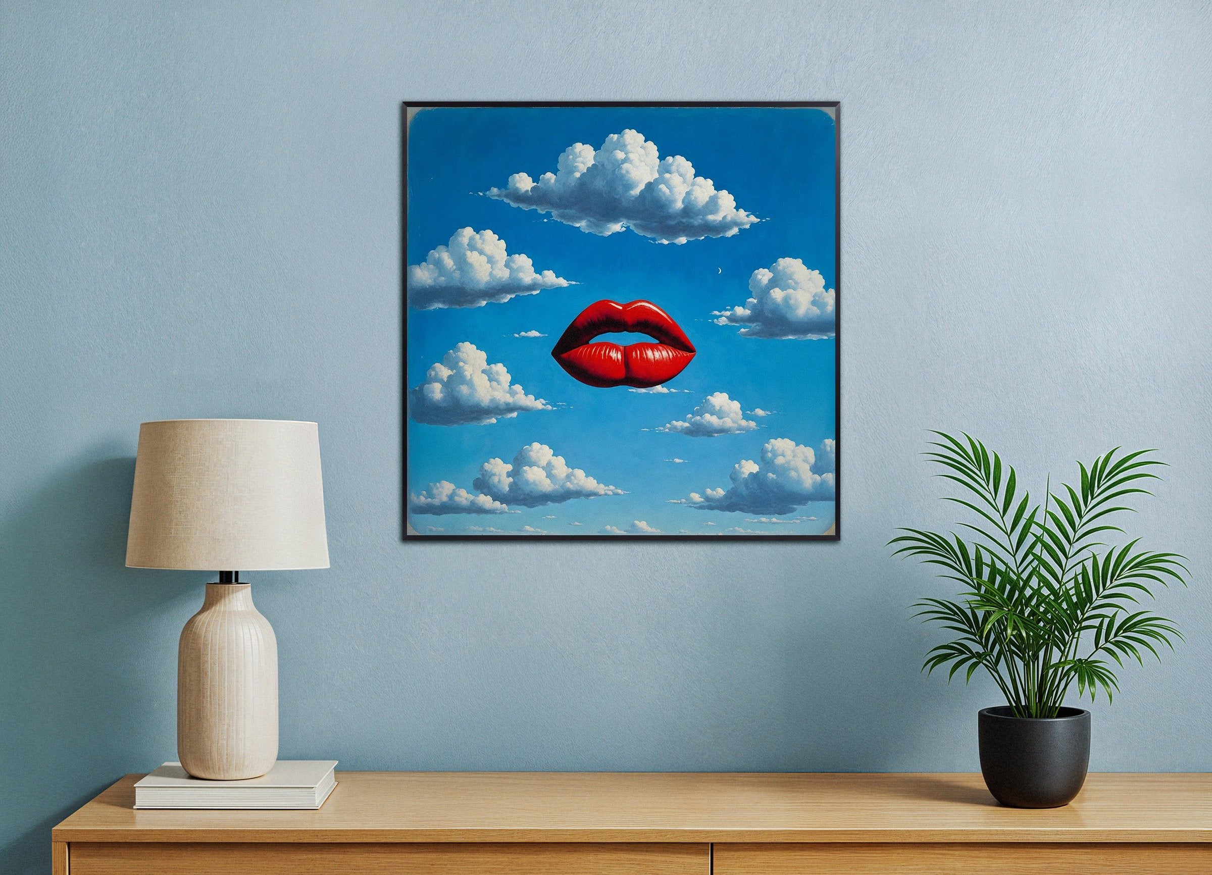 Rote Lippen Poster – Traumhafter Surrealismus Plakat