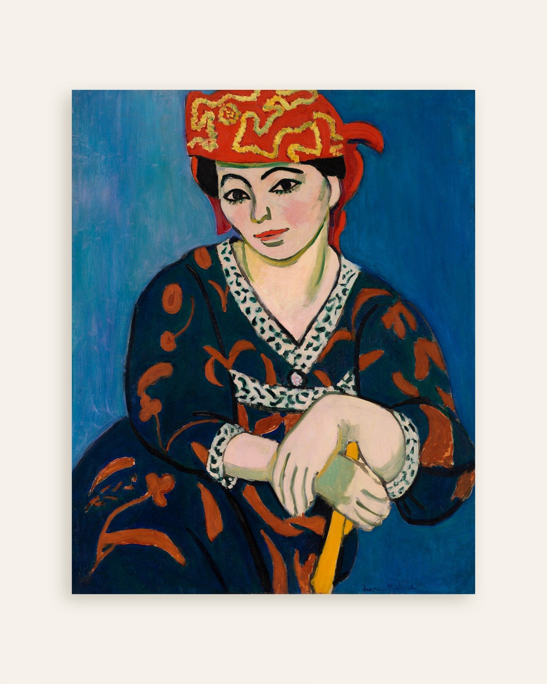 Poster of Red madras headdress (1907) by Henri Matisse, thumbnail