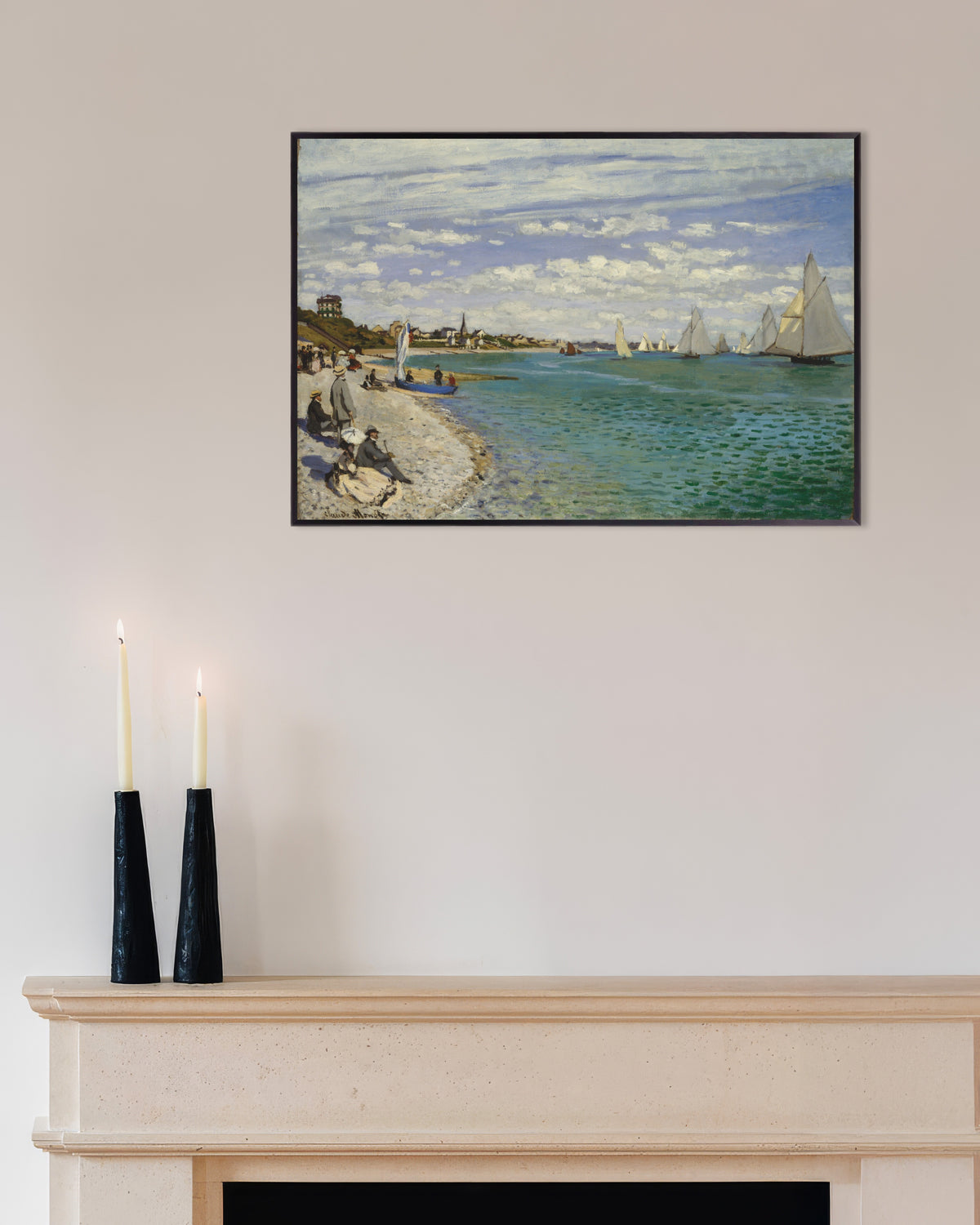Poster Regatta in Sainte-Adresse (1867) von Claude Monet mit Metallrahmen