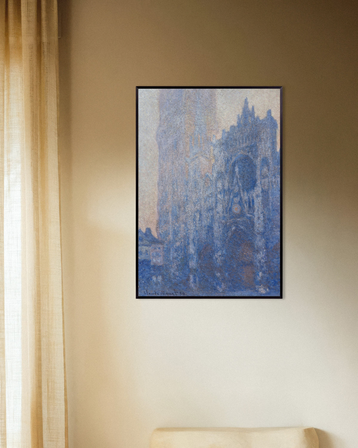 Poster Die Kathedrale von Rouen, Portal und Tour d'Albane, Morgenstimmung (1894) von Claude Monet mit Metallrahmen