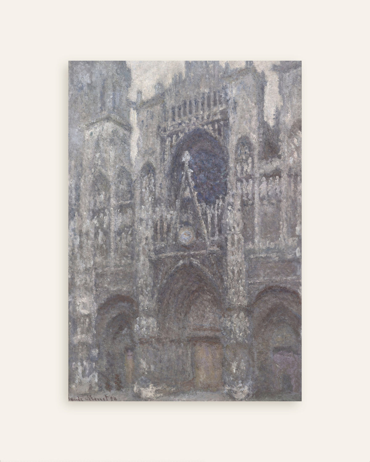 Poster Die Kathedrale von Rouen, das Portal bei grauem Wetter (1892) von Claude Monet, Vorschaubild