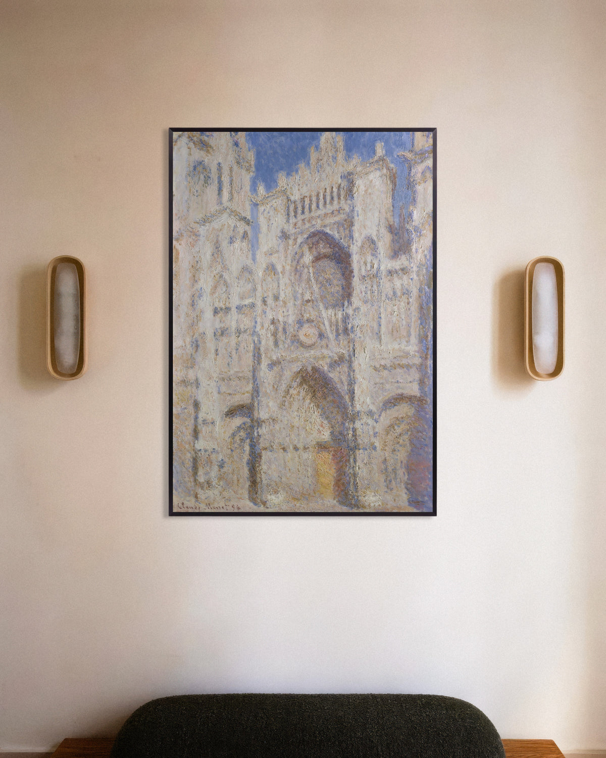 Poster Die Kathedrale von Rouen, das Portal im Sonnenlicht (1894) von Claude Monet mit Metallrahmen