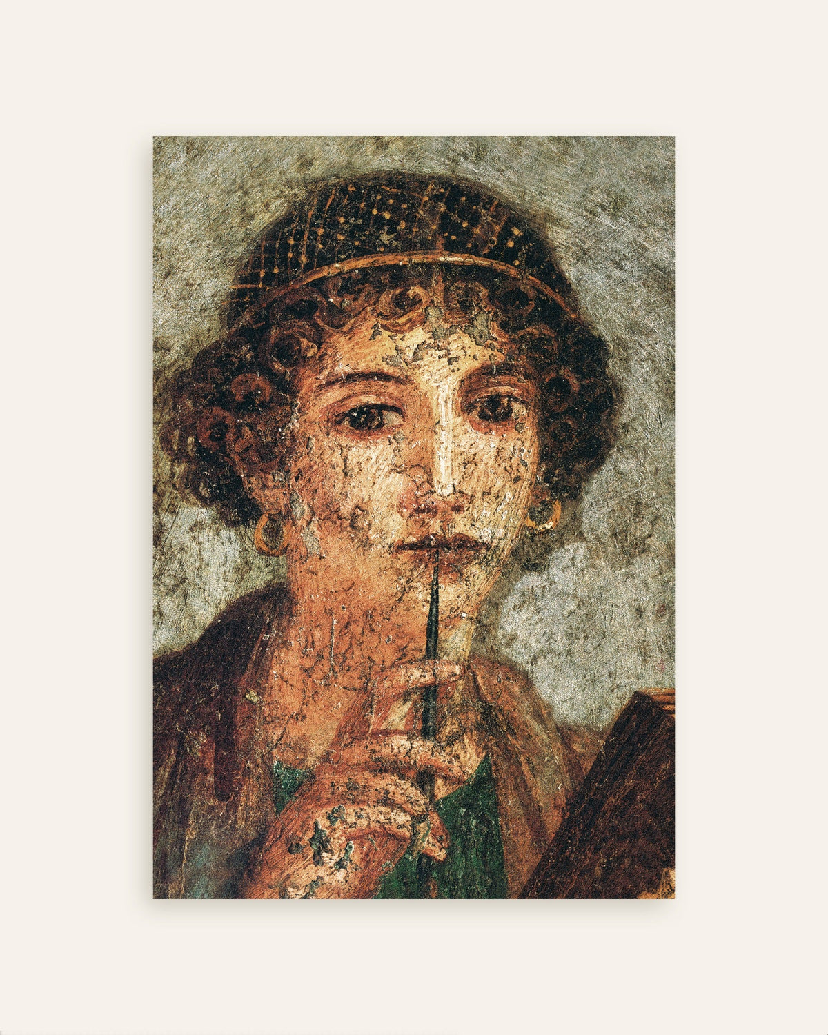 Poster mit dem Detail des Sappho-Freskos aus Pompeji, eines der Poster des Sets