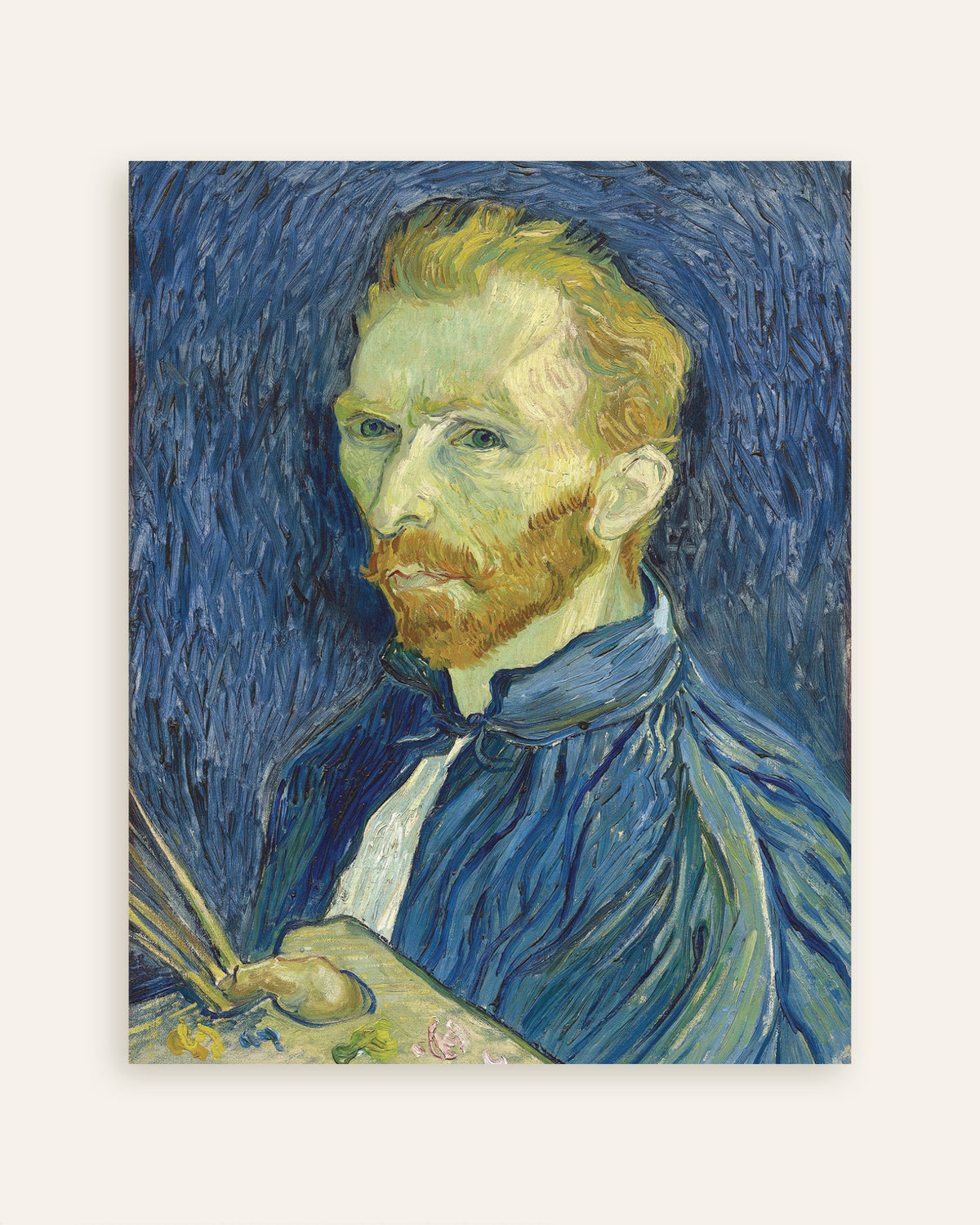 Poster mit Selbstbildnis mit Palette (1889) von Vincent van Gogh, Miniaturansicht