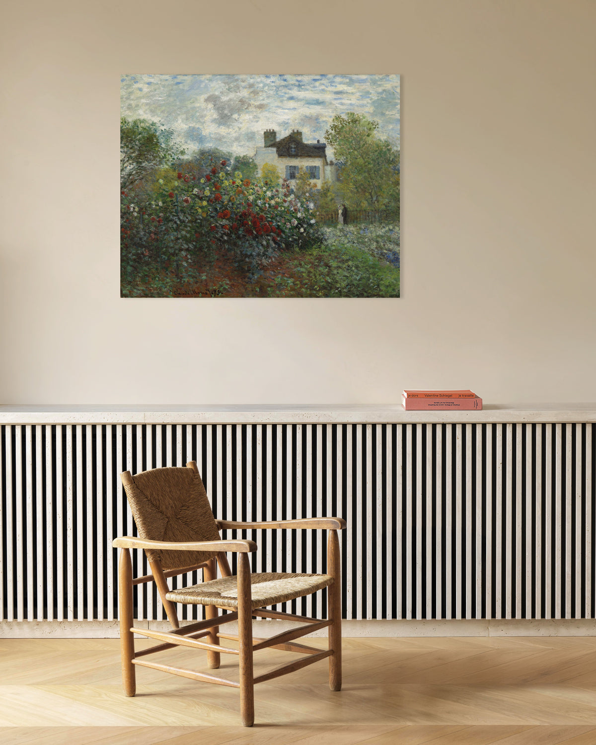 Poster Der Garten des Künstlers in Argenteuil, Gartenecke mit Dahlien (1873) von Claude Monet
