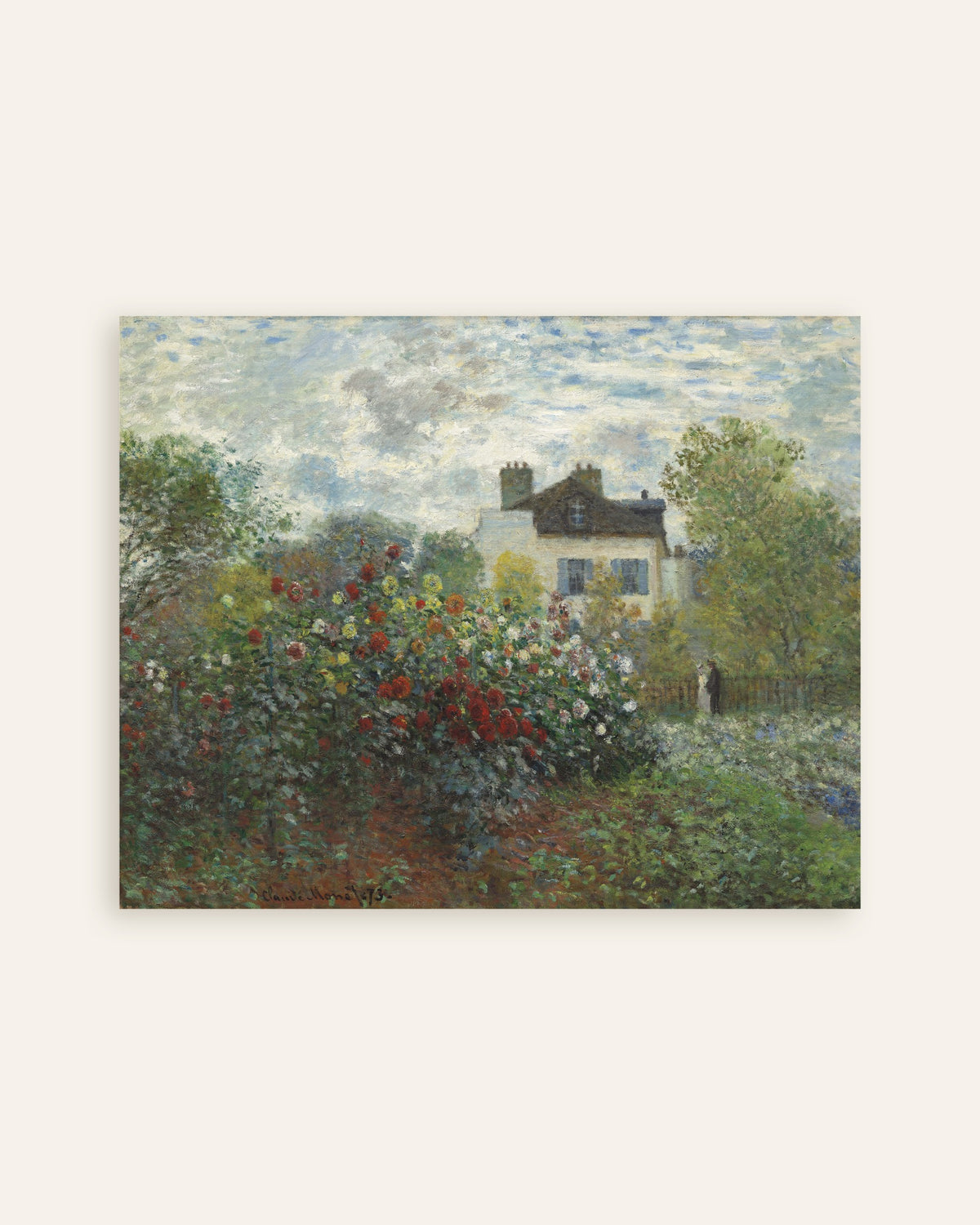 Poster Der Garten des Künstlers in Argenteuil, Gartenecke mit Dahlien (1873) von Claude Monet, Vorschaubild