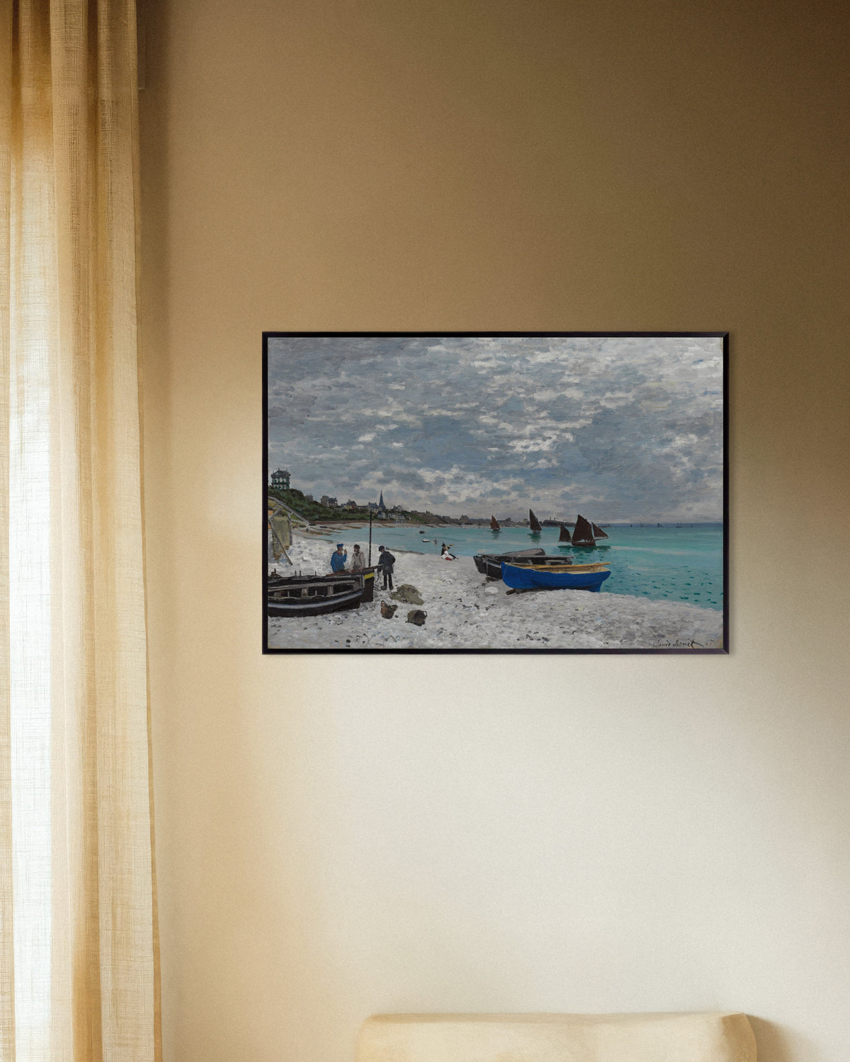Poster Der Strand von Sainte-Adresse (1867) von Claude Monet mit Metallrahmen