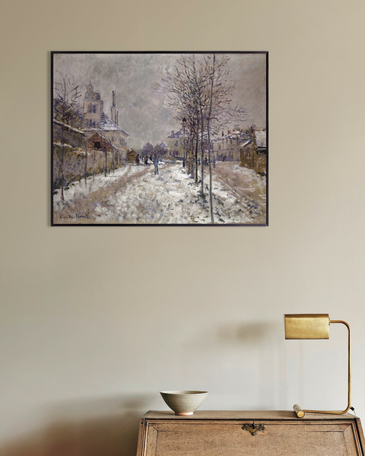 Poster Der Boulevard de Pontoise in Argenteuil im Schnee (1875) von Claude Monet mit Metallrahmen