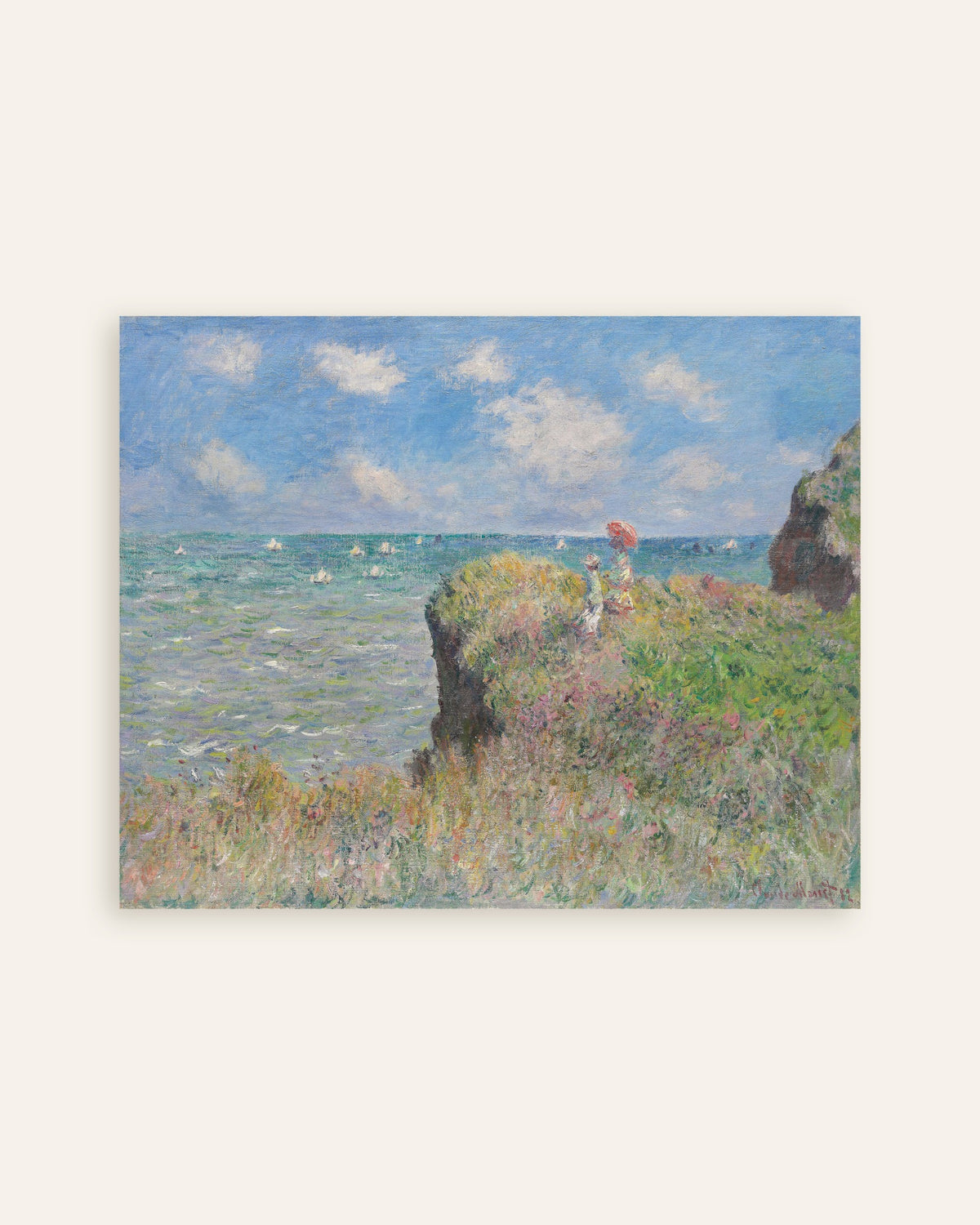 Poster Spaziergang auf der Klippe bei Pourville (1882) von Claude Monet, Vorschaubild