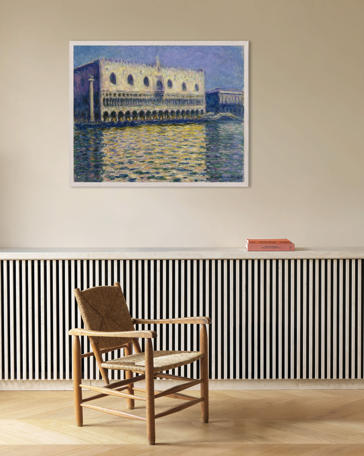 Poster Der Dogenpalast (1908) von Claude Monet mit weißem Holzrahmen