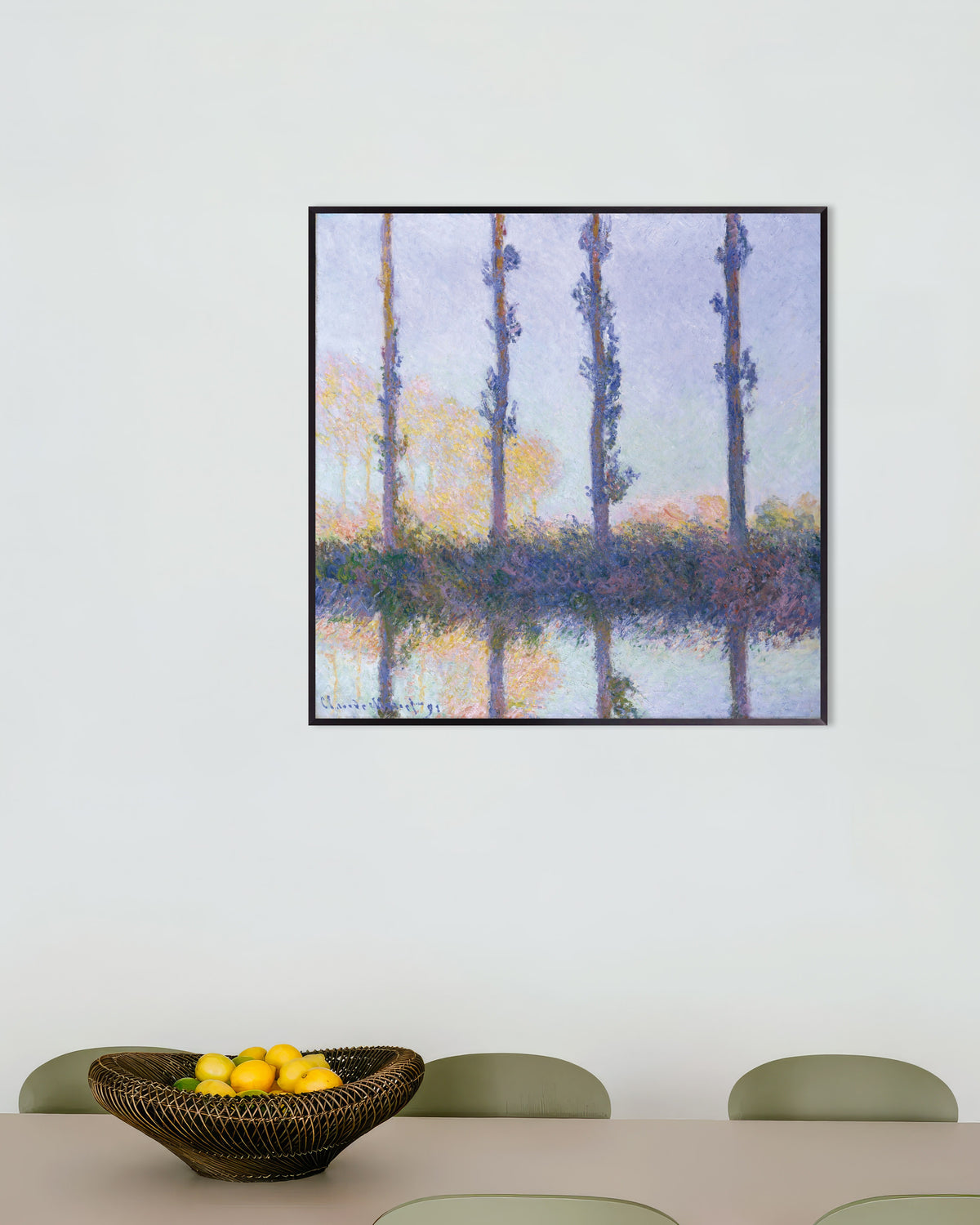 Poster Die vier Bäume (1891) von Claude Monet mit Metallrahmen