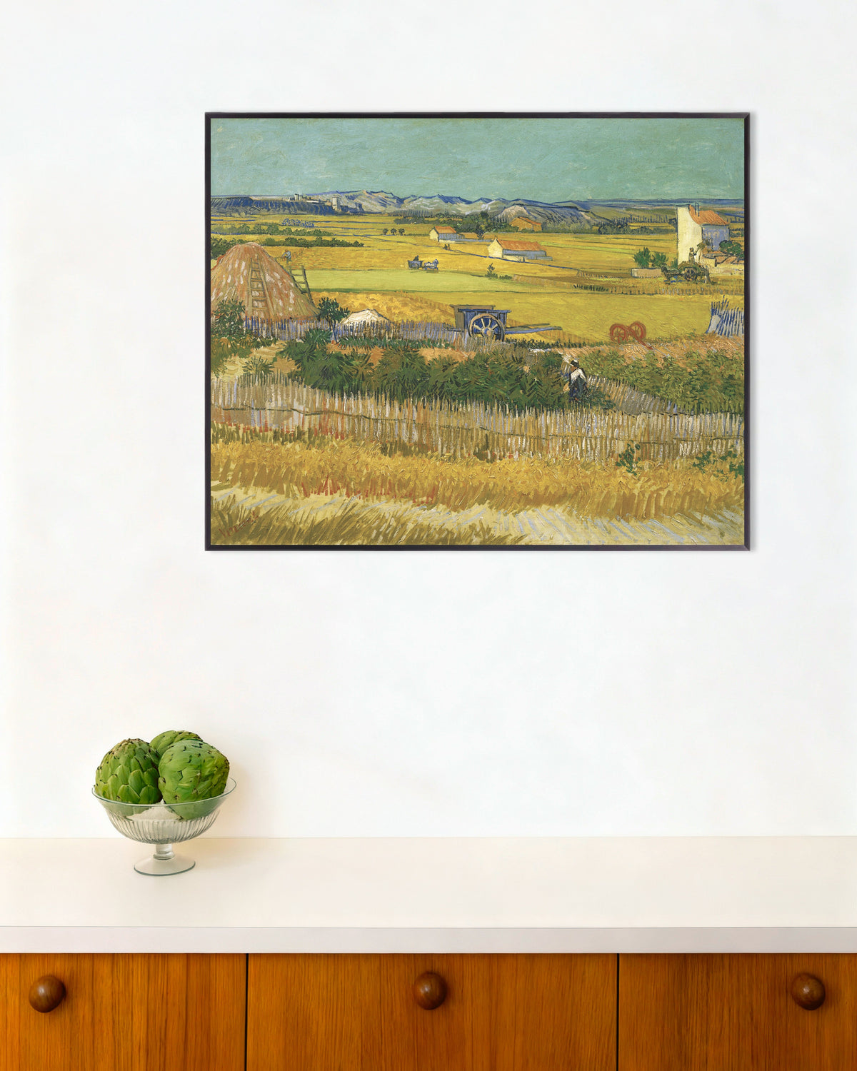 Poster mit „Die Ernte (1888) von Vincent van Gogh“ und Metallrahmen