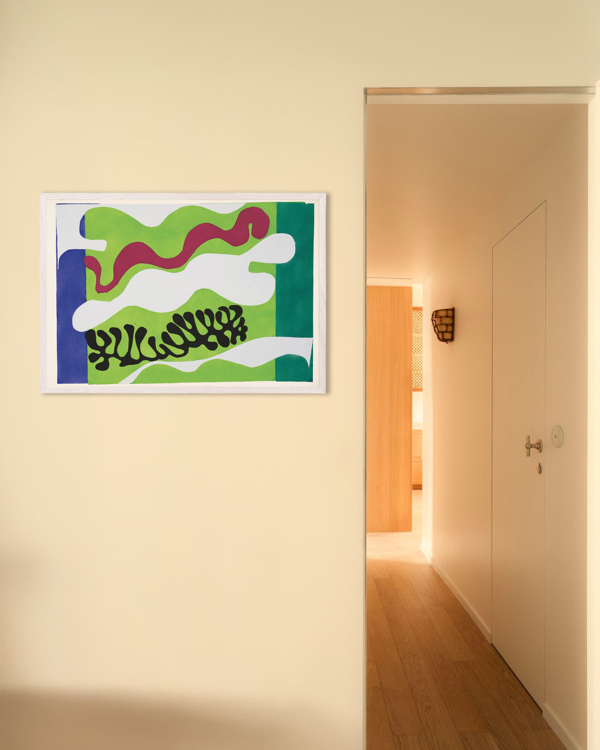 Poster Die Lagune in Grün (Jazz, 1947) von Henri Matisse, mit weißem Holzrahmen