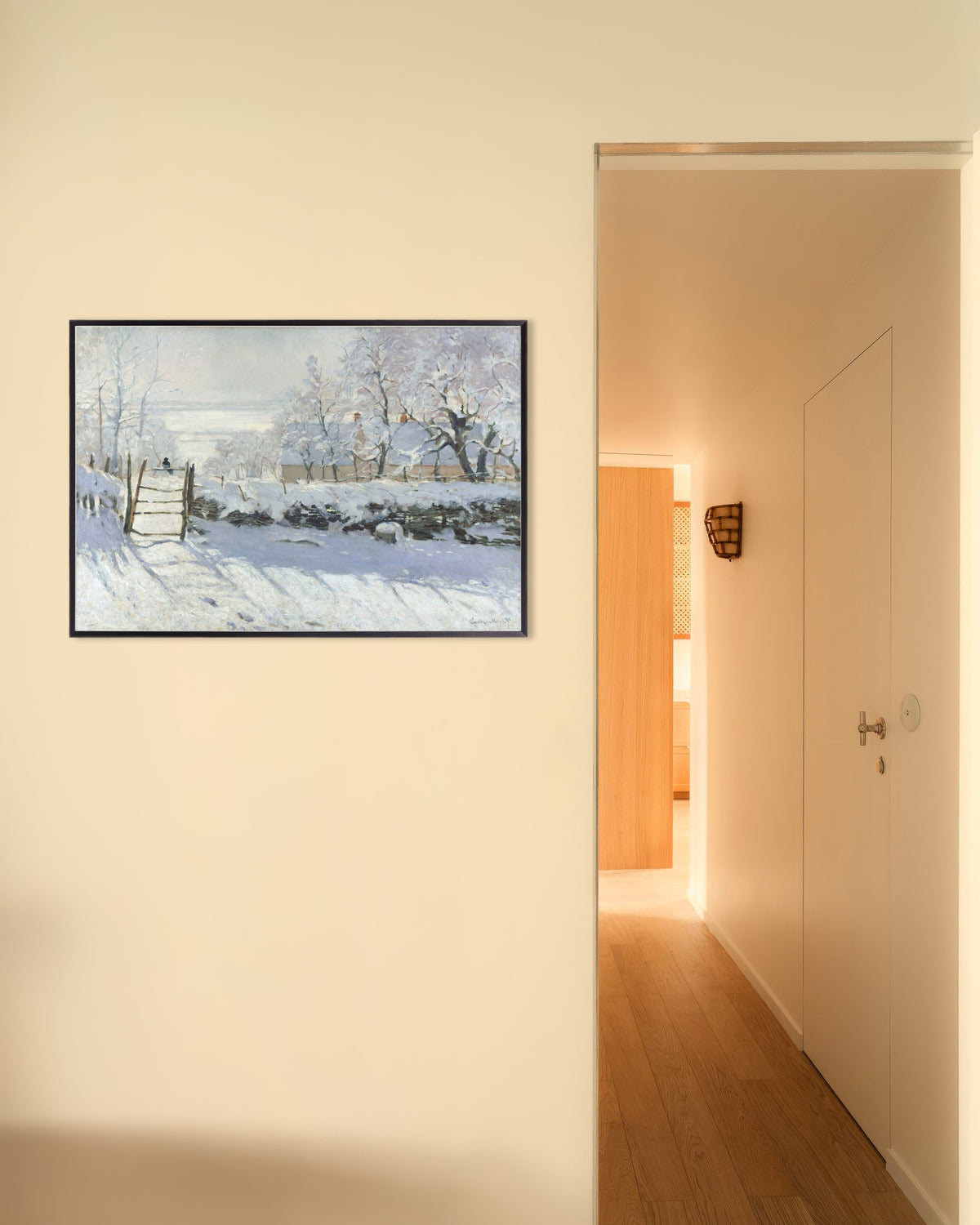 Poster Die Elster (1868–1869) von Claude Monet mit Metallrahmen