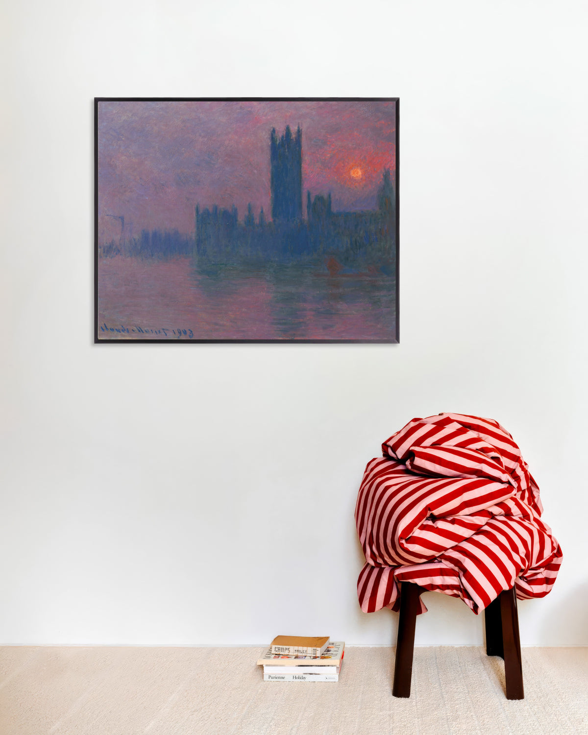 Poster Das Parlament, untergehende Sonne (1900–1903) von Claude Monet mit Metallrahmen
