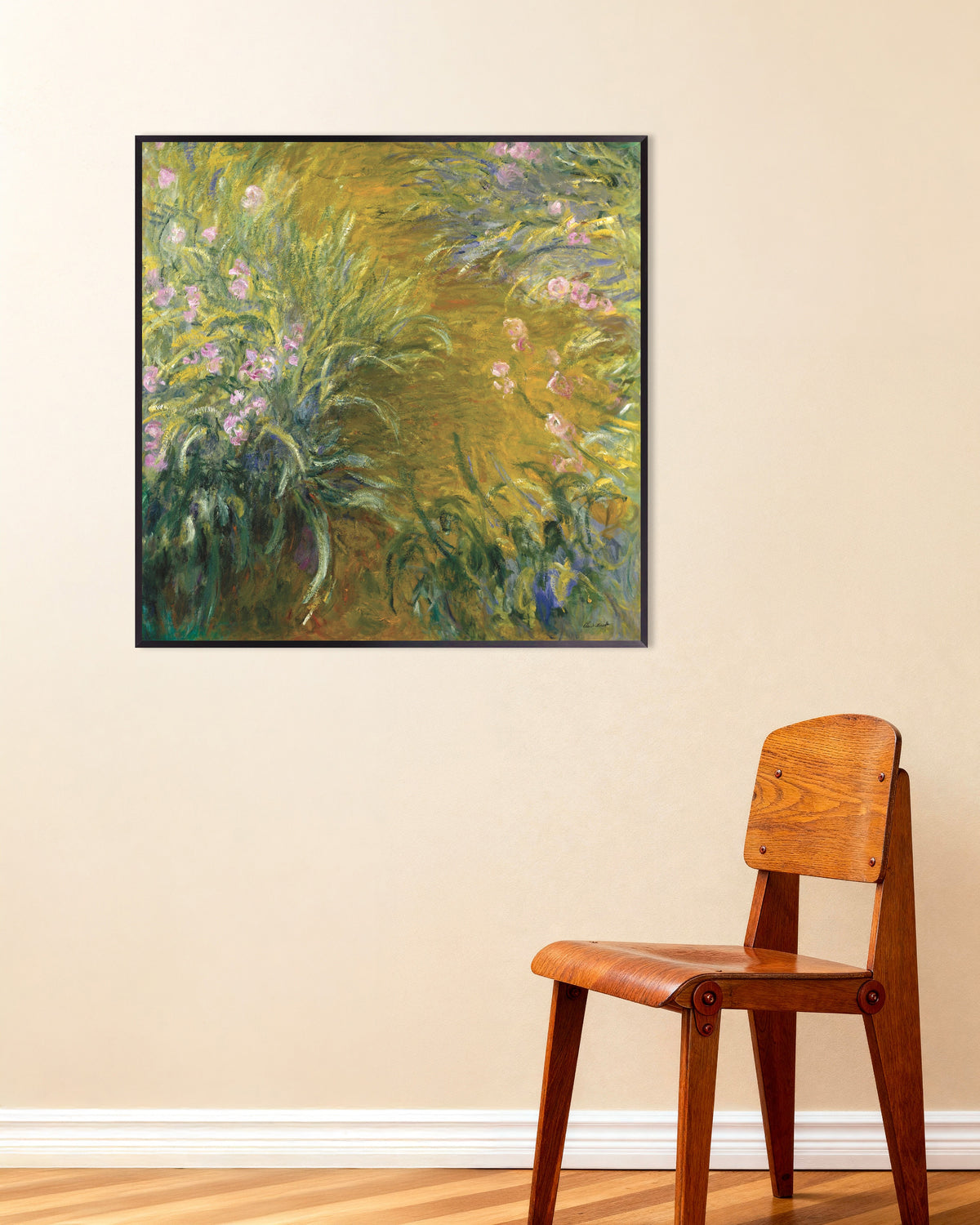 Poster Der Weg durch die Schwertlilien (1914–1917) von Claude Monet mit Metallrahmen