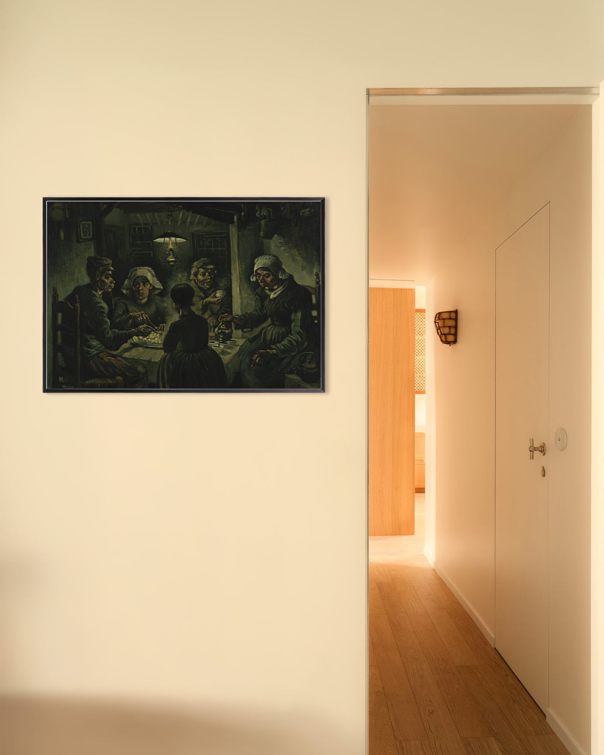 Poster „Die Kartoffelesser“ (1885) von Vincent van Gogh, mit Metallrahmen
