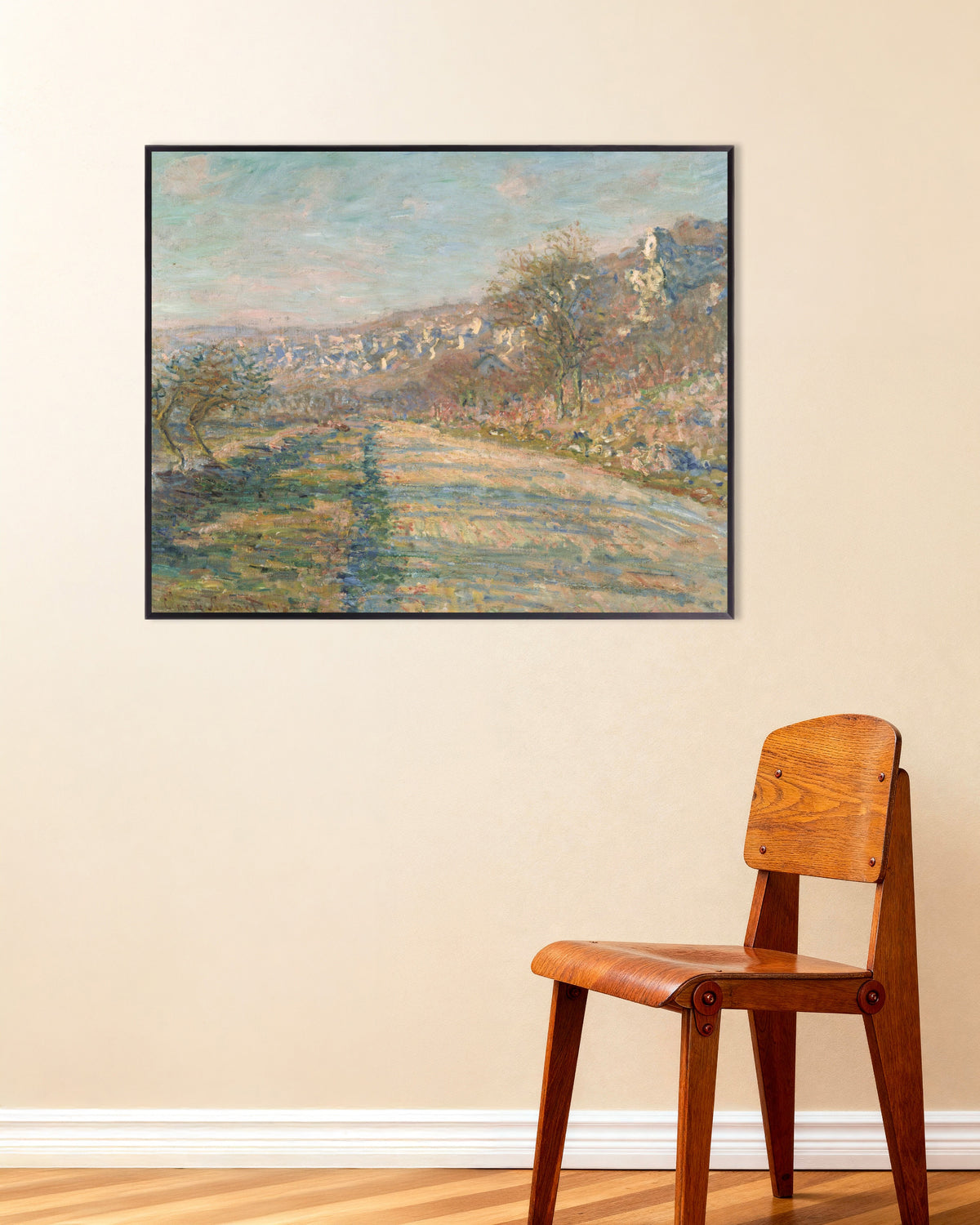 Poster Die Straße nach La Roche-Guyon (1880) von Claude Monet mit Metallrahmen
