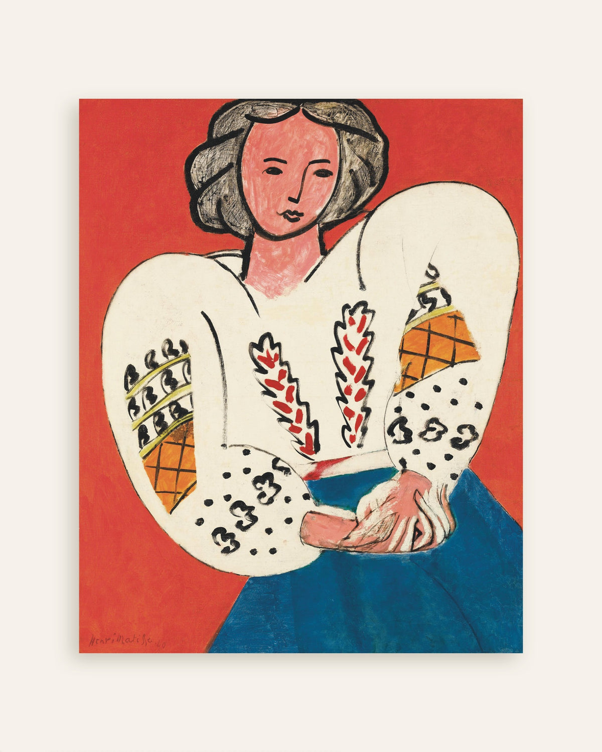 Poster mit Die rumänische Bluse (1940) von Henri Matisse, Miniatur