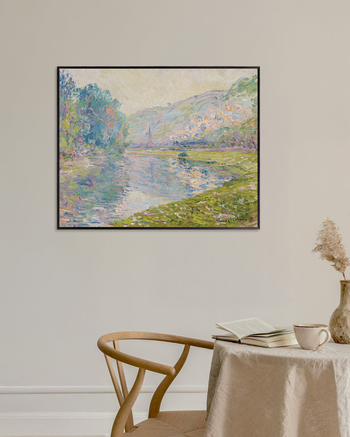 Poster Der Zug in Jeufosse (1884) von Claude Monet mit Metallrahmen