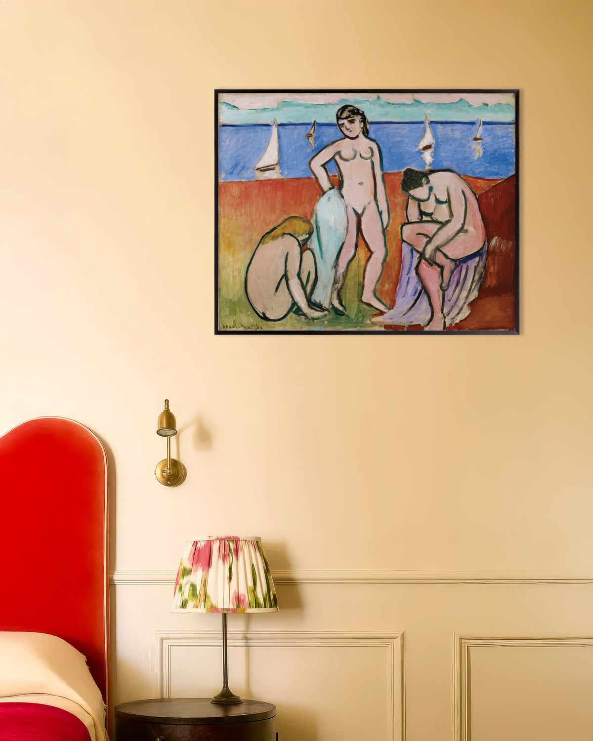 Poster Drei Badende (1907) von Henri Matisse, mit Metallrahmen