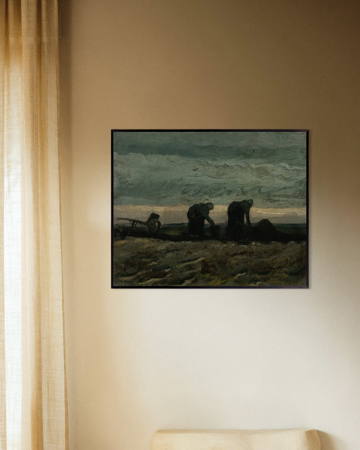 Poster von Zwei Frauen auf der Heide (1883) von Vincent van Gogh, mit Metallrahmen