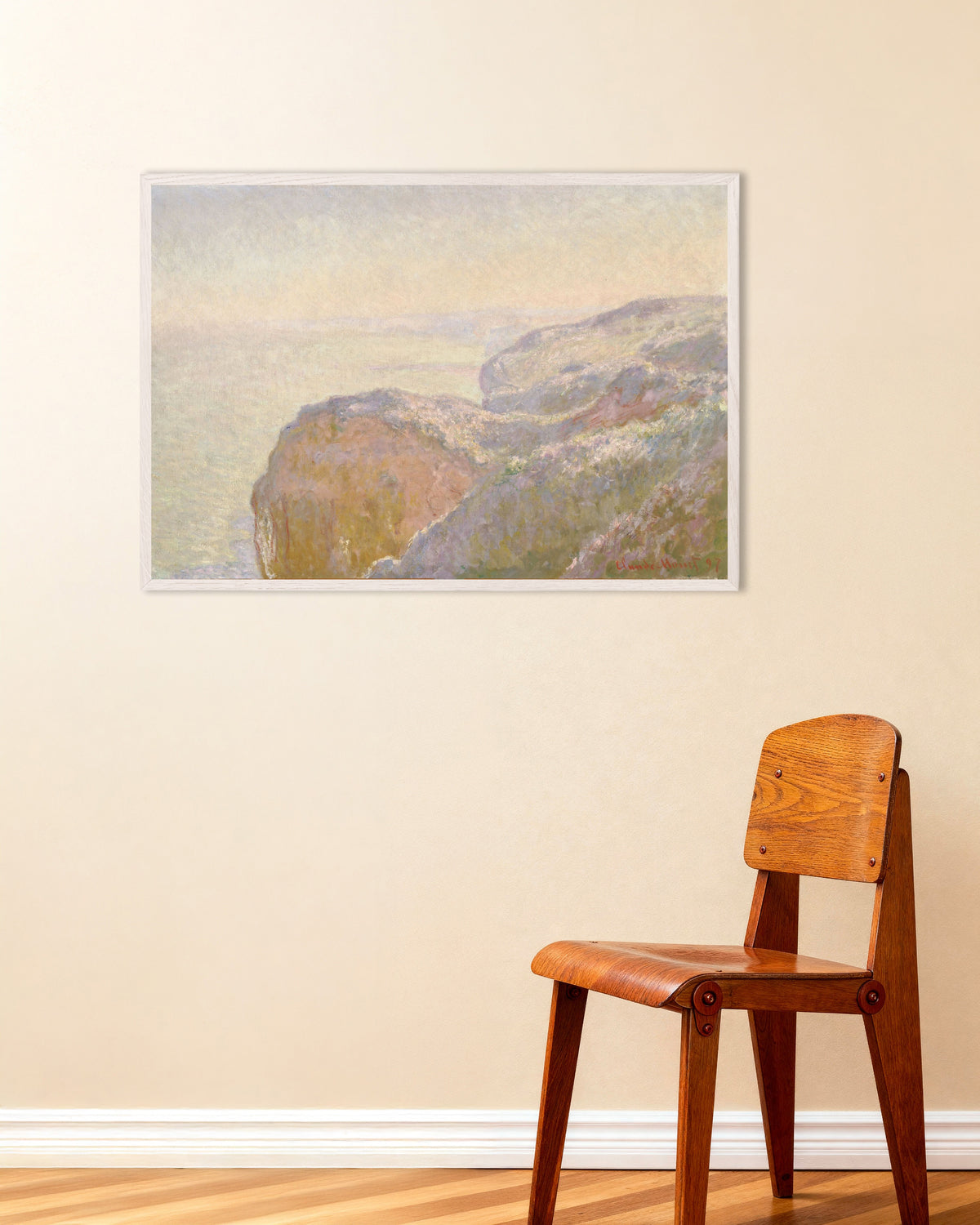 Poster Val-Saint-Nicolas bei Dieppe, Morgen (1897) von Claude Monet mit weißem Holzrahmen