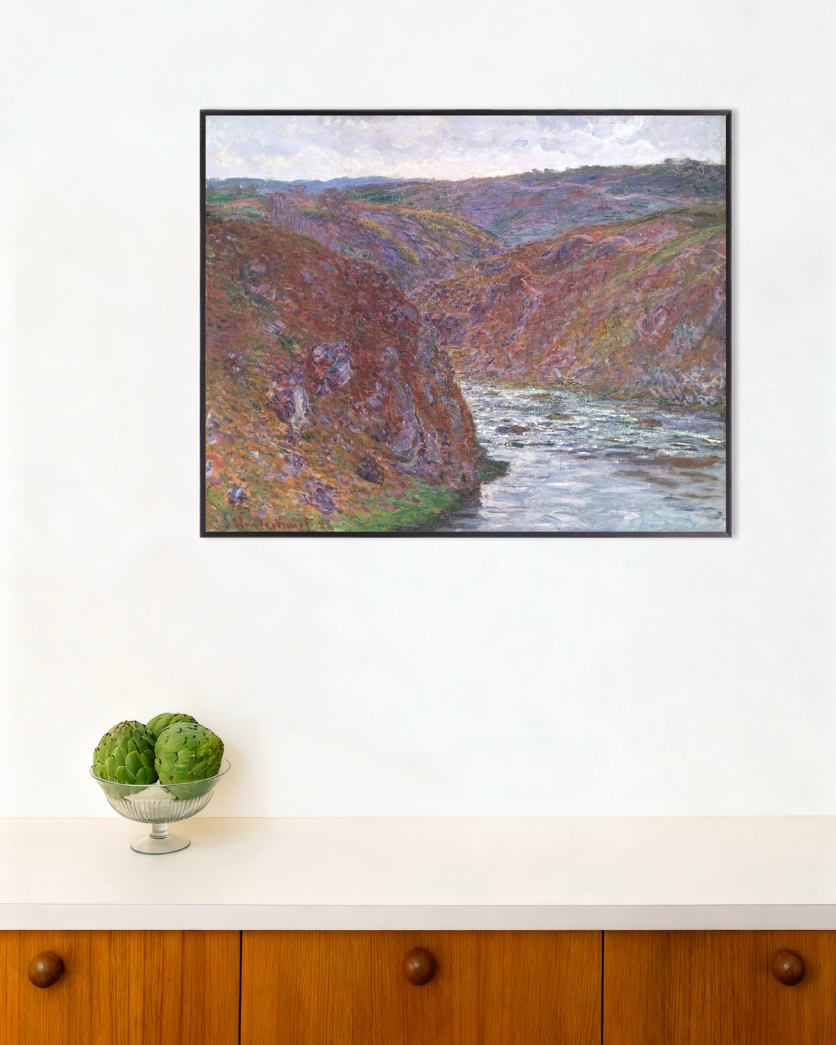 Poster Das Tal der Creuse, grauer Tag (1889) von Claude Monet mit Metallrahmen