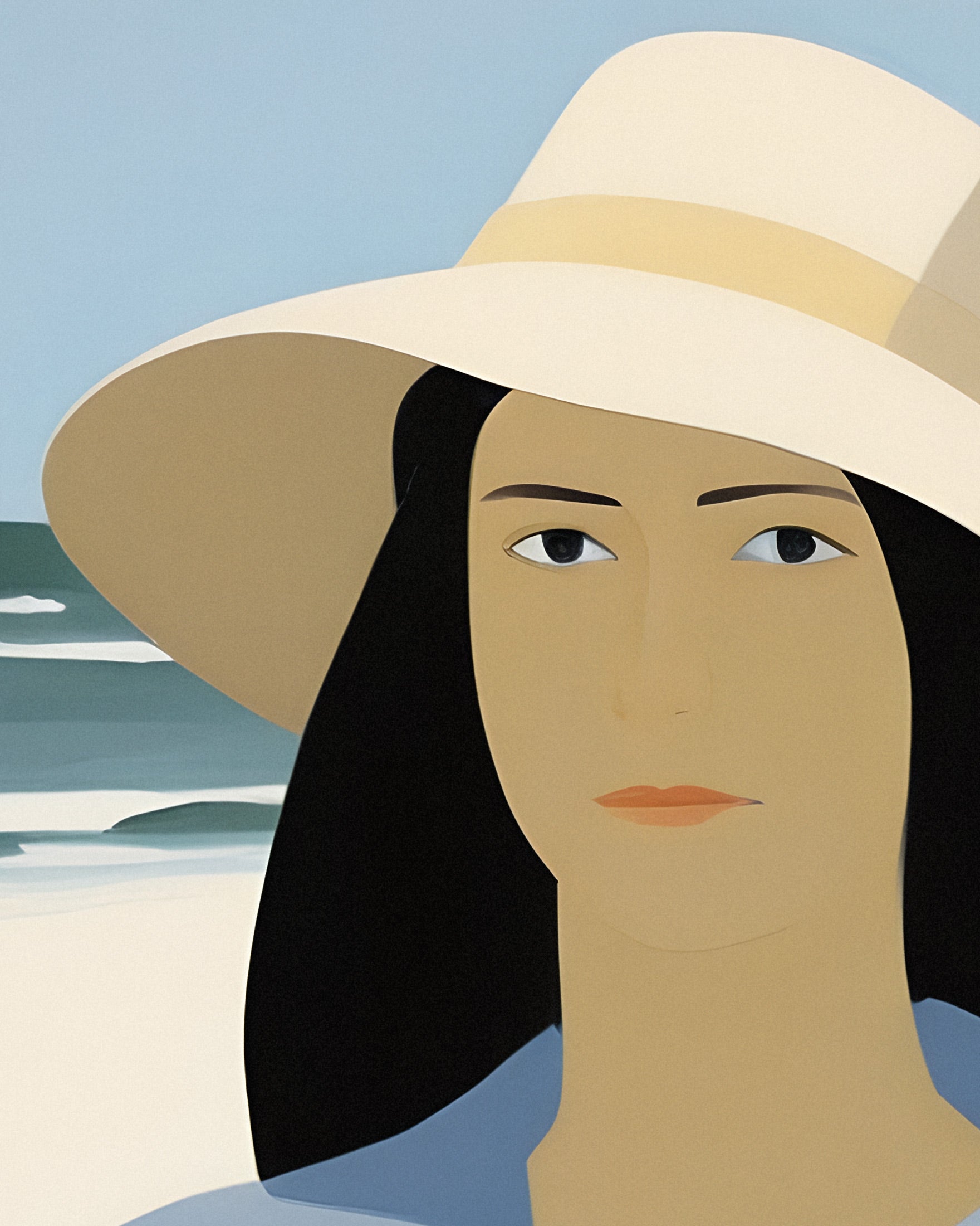 Vi und ihr Hut - Strandporträt Plakat Poster