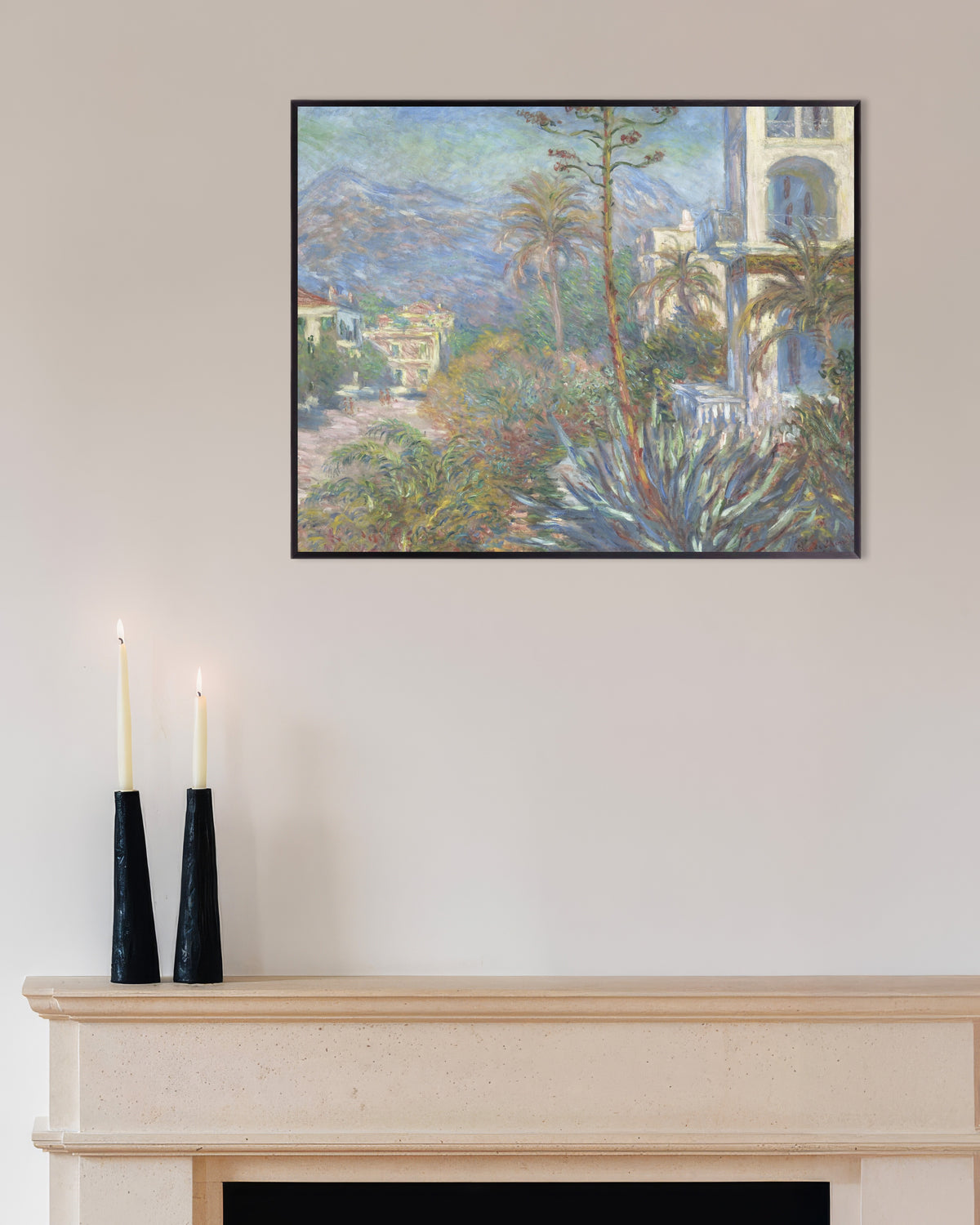 Poster Villen in Bordighera (1884) von Claude Monet mit Metallrahmen