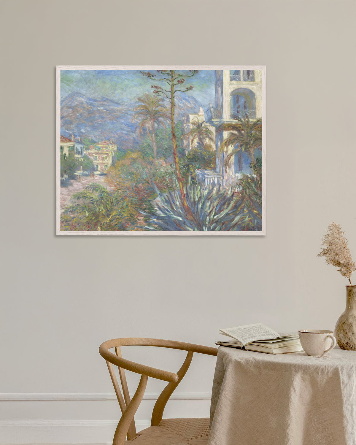 Poster Villen in Bordighera (1884) von Claude Monet mit weißem Holzrahmen