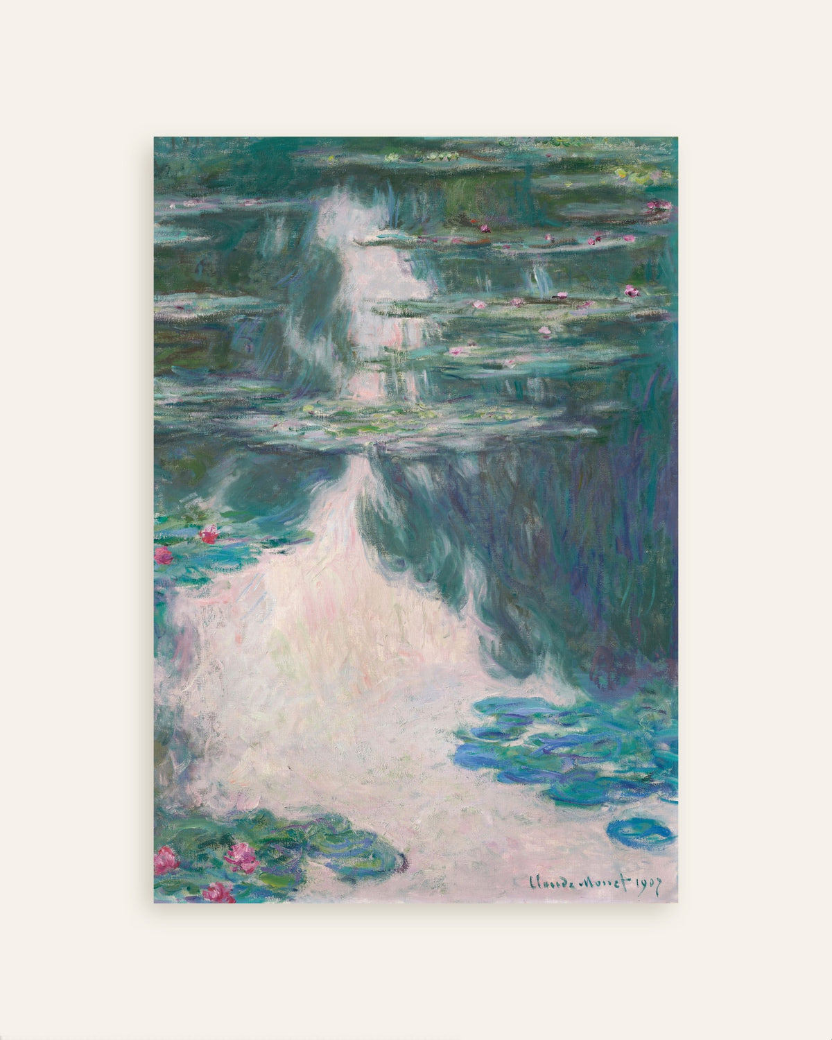 Poster Seerosen, trübes Wetter (1907) von Claude Monet, Vorschaubild