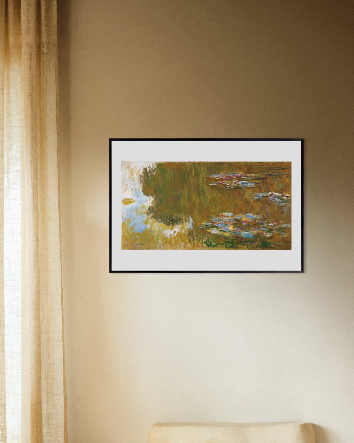 Poster Seerosenteich mit Weidenspiegelungen (um 1917–1919) von Claude Monet mit Metallrahmen