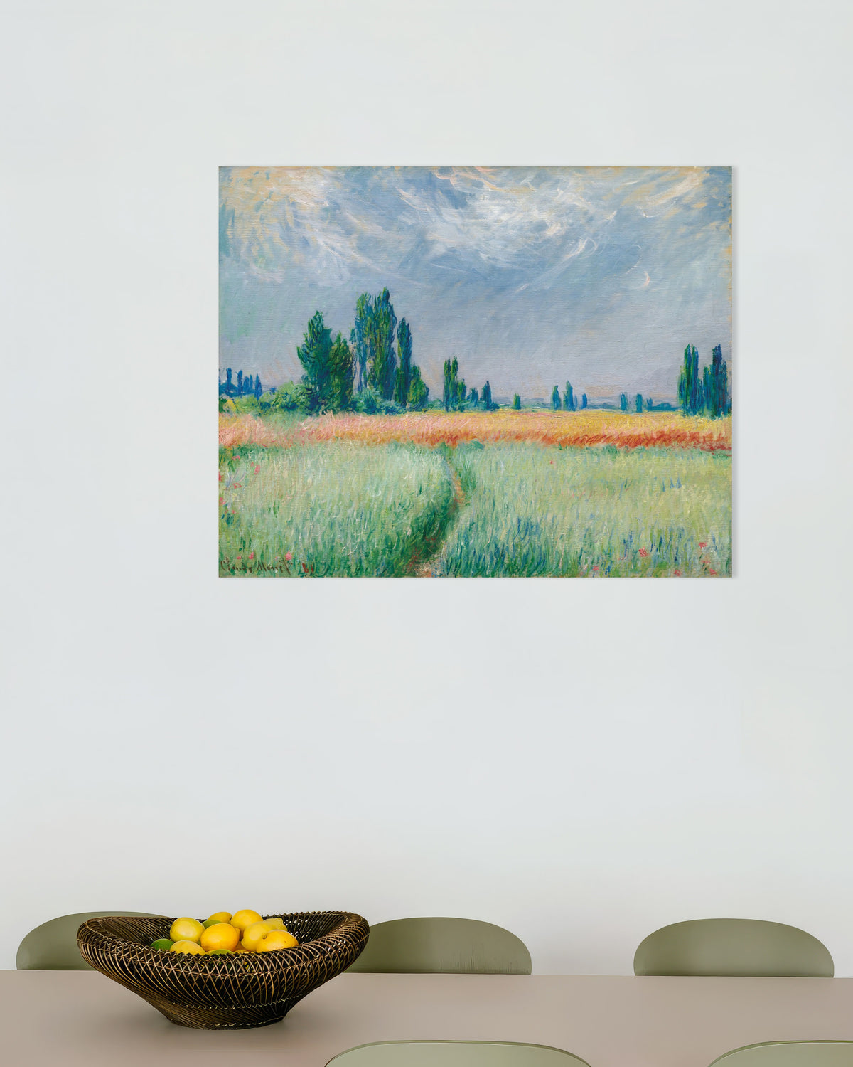 Poster Weizenfeld (1881) von Claude Monet