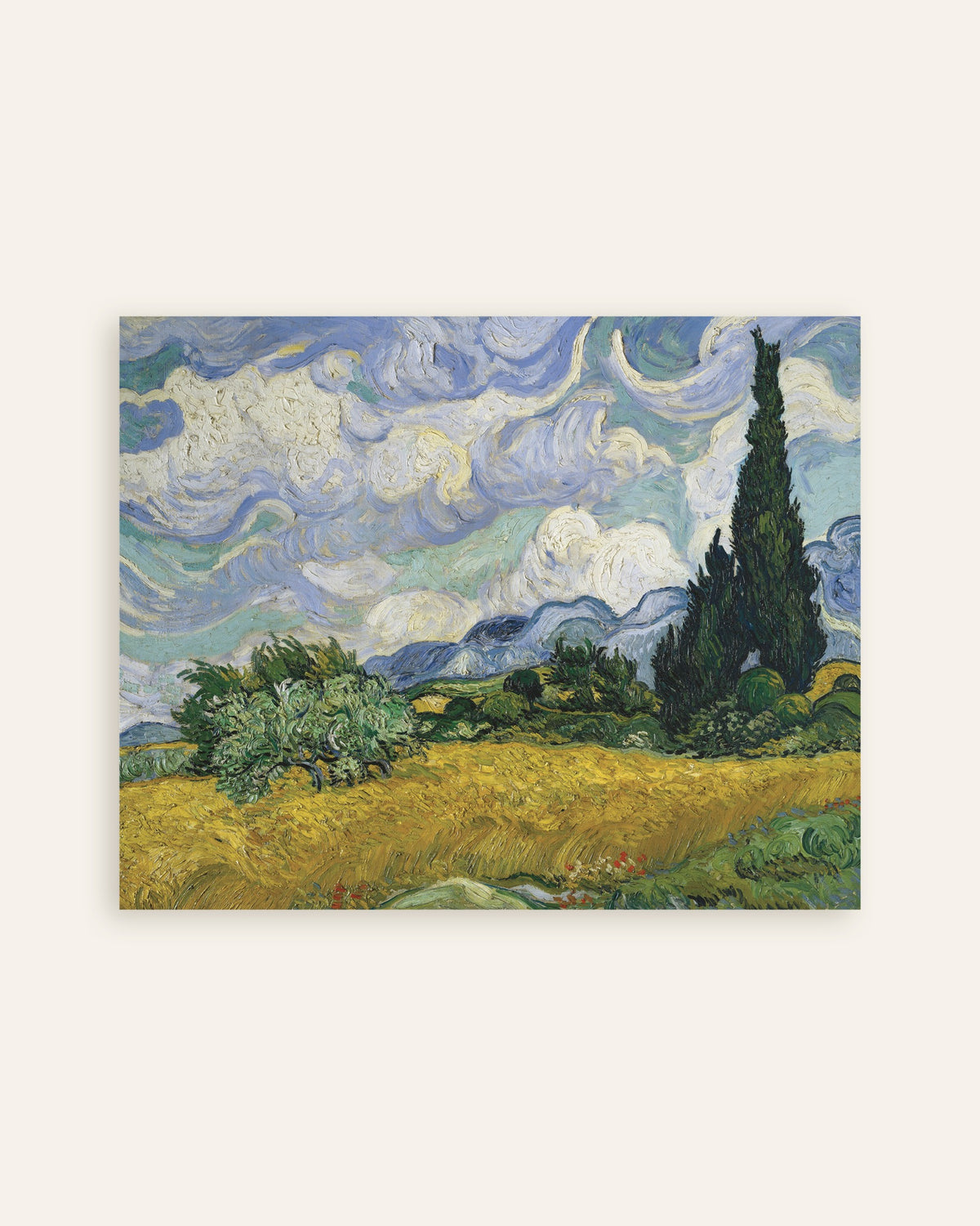 Poster Weizenfeld mit Zypressen (1889) von Vincent van Gogh, Miniaturansicht