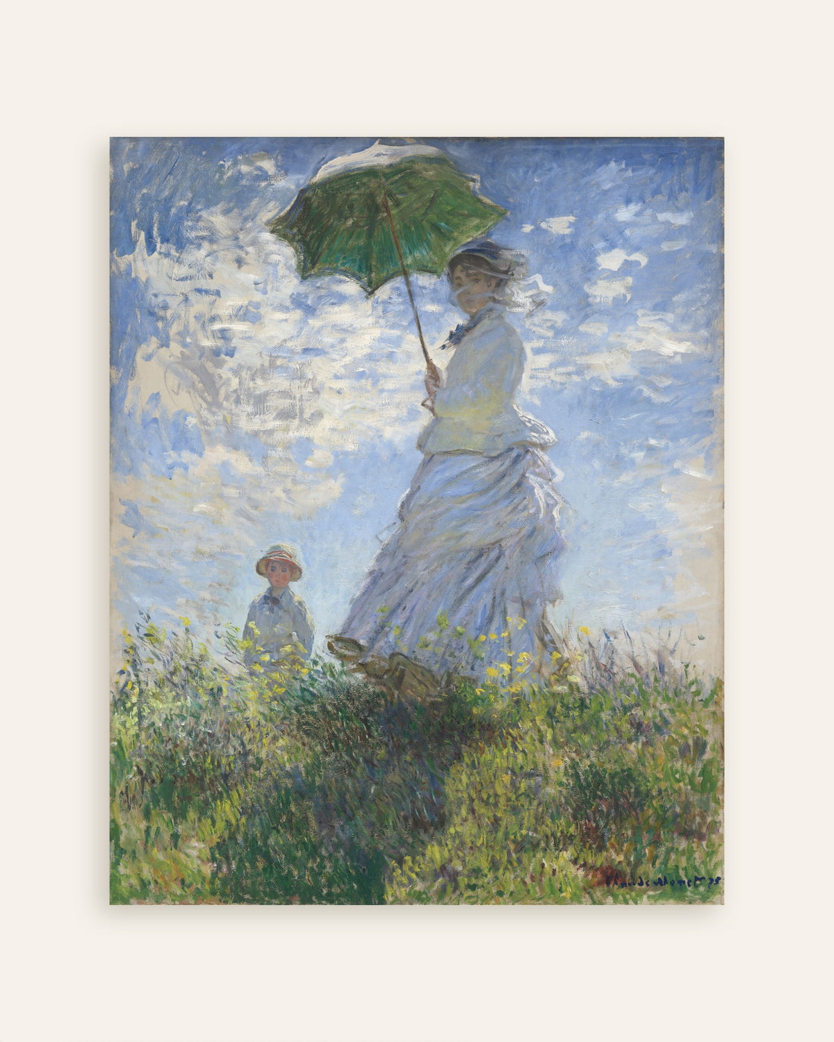 Poster Frau mit Sonnenschirm, Madame Monet und ihr Sohn (1875) von Claude Monet, Vorschaubild